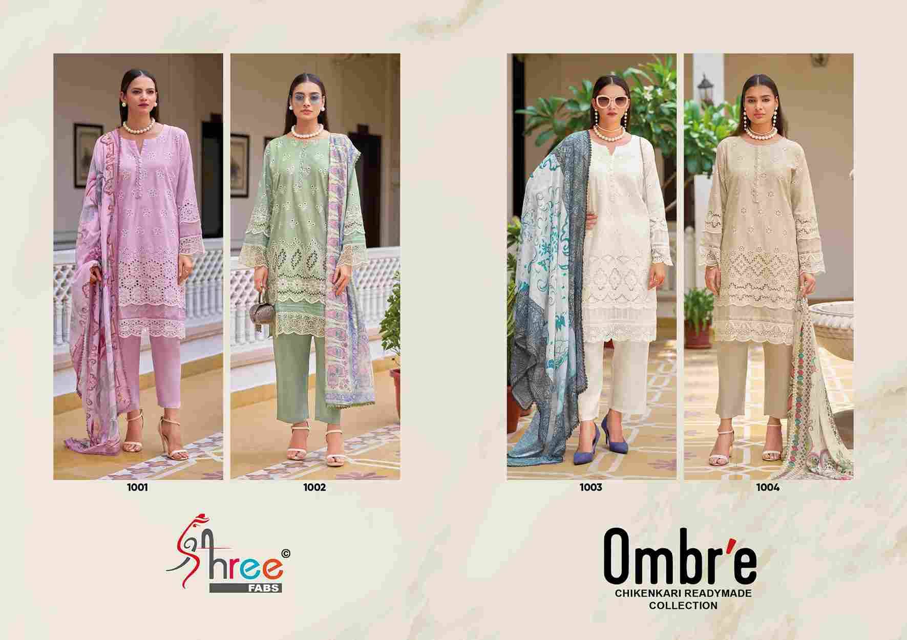 Ombre Chikankari Readymade Collection By Shree Fabs 1001 To 1004 Series Beautiful Pakistani Suits Colorful Stylish Fancy Casual Wear & Ethnic Wear Cambric Lawn Cotton Embroidered Dresses At Wholesale Price
