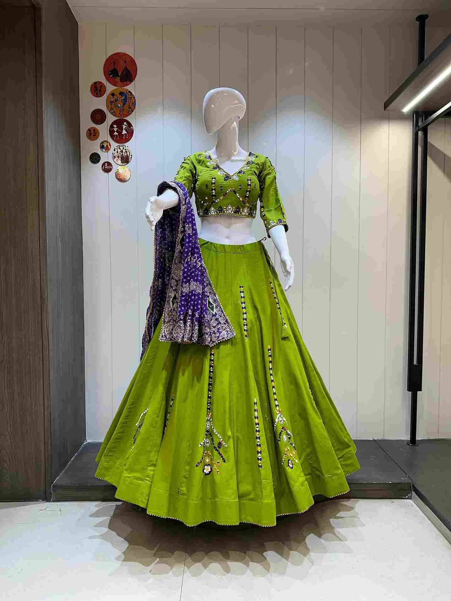 Ah-Trishul By Fashid Wholesale 01 To 05 Series Navratri Wear Collection Beautiful Stylish Colorful Fancy Party Wear & Occasional Wear Pure Khadi Cotton Lehengas At Wholesale Price