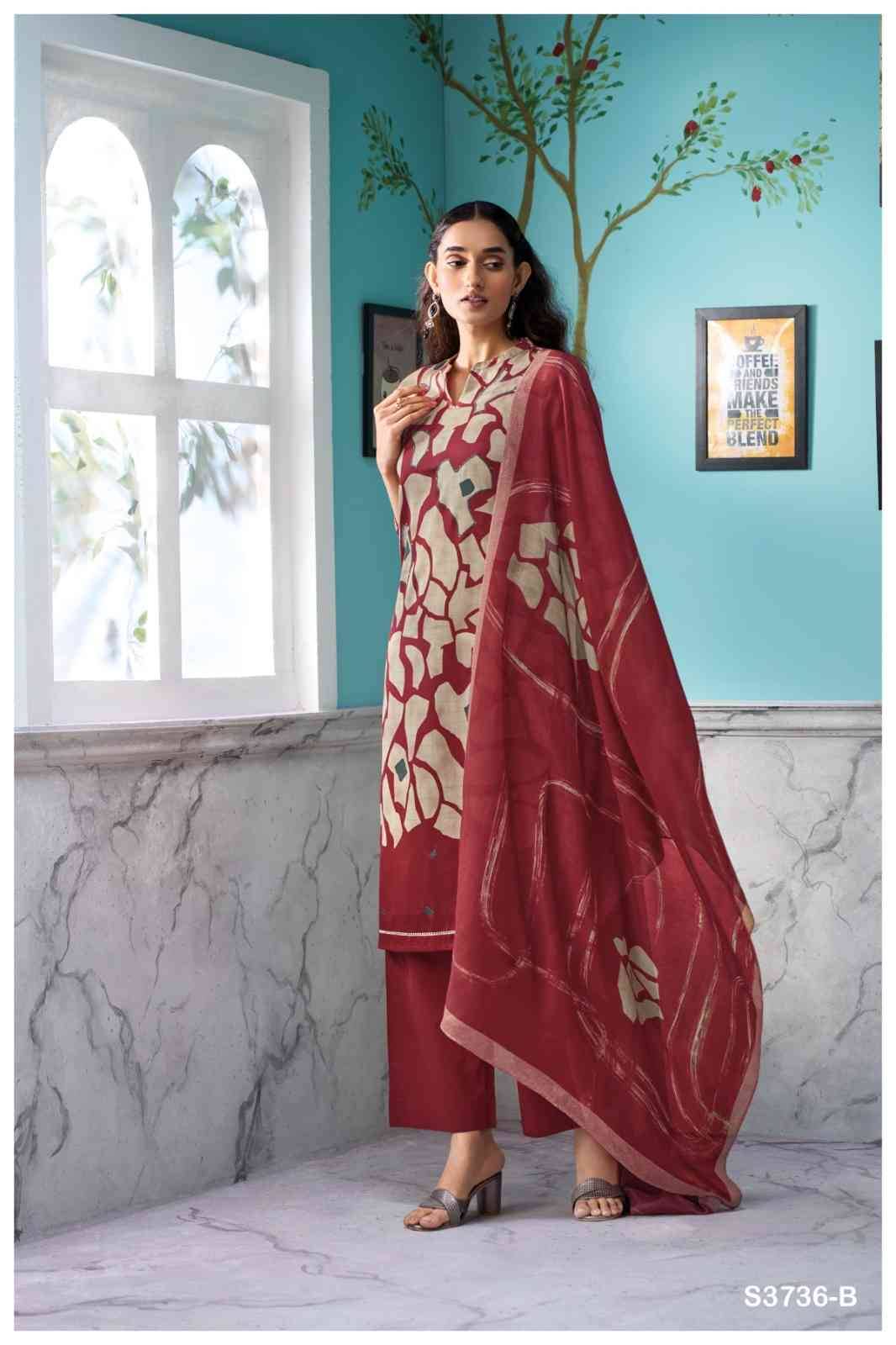 Lilixia-3736 By Ganga Fashion 3736-A To 3736-C Series Beautiful Festive Suits Colorful Stylish Fancy Casual Wear & Ethnic Wear Pure Cotton Satin Dresses At Wholesale Price
