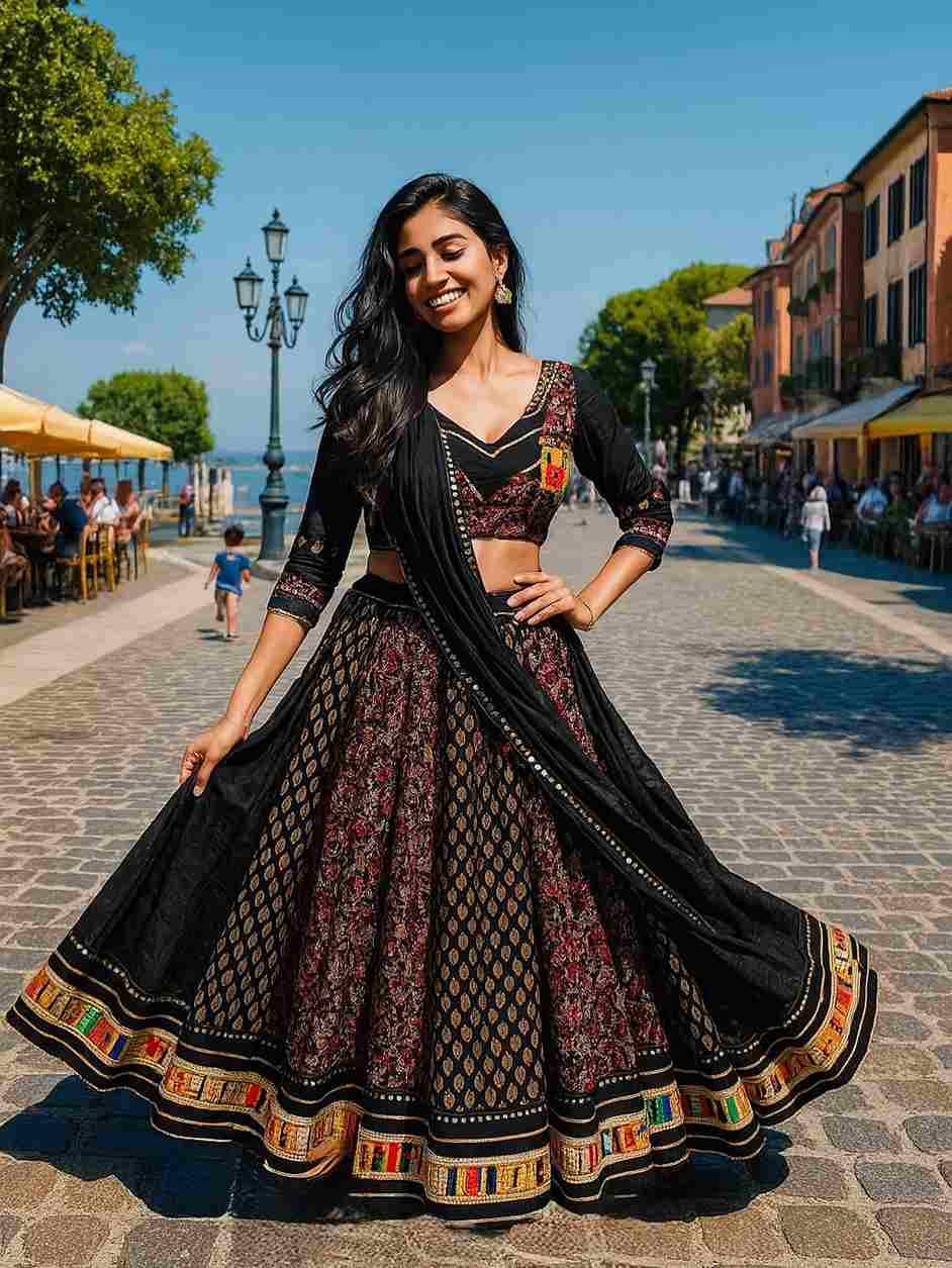 Ah-06 By Fashid Wholesale 01 To 02 Series Navratri Wear Collection Beautiful Stylish Colorful Fancy Party Wear & Occasional Wear Pure Ajrak Print Lehengas At Wholesale Price