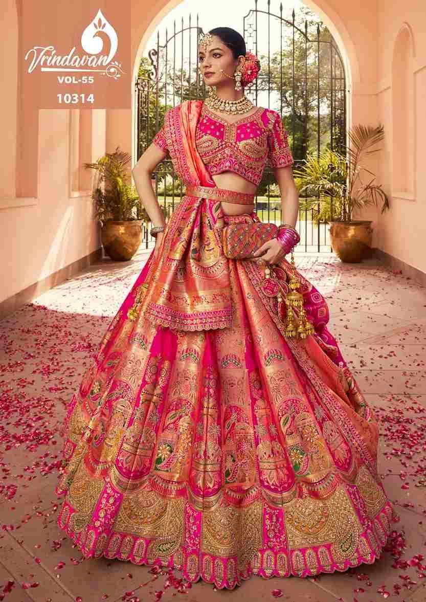 Vrindavan Vol-55 By Vrindavan 10314 To 10319 Series Bridal Wear Collection Beautiful Stylish Colorful Fancy Party Wear & Occasional Wear Silk Lehengas At Wholesale Price