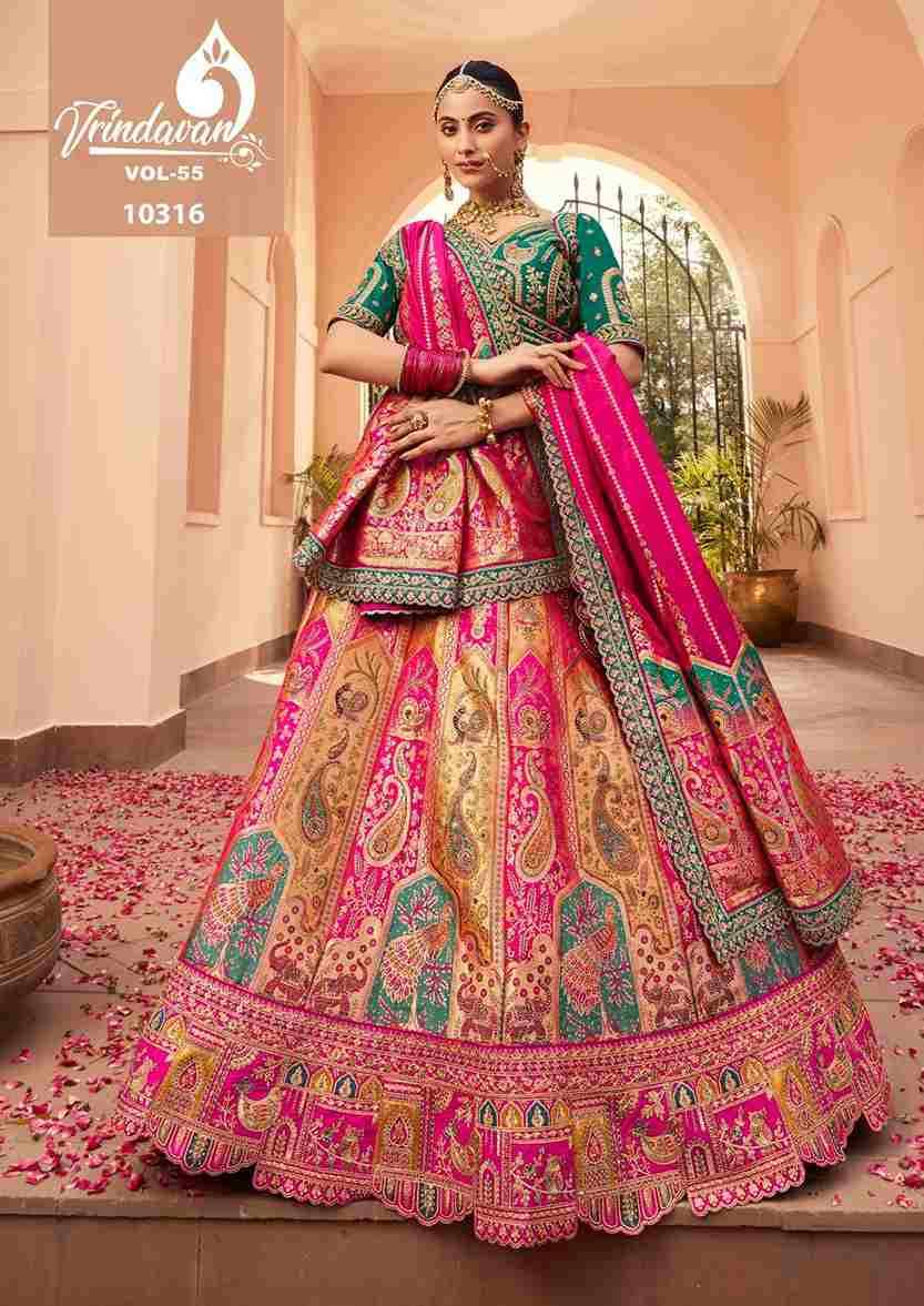 Vrindavan Vol-55 By Vrindavan 10314 To 10319 Series Bridal Wear Collection Beautiful Stylish Colorful Fancy Party Wear & Occasional Wear Silk Lehengas At Wholesale Price