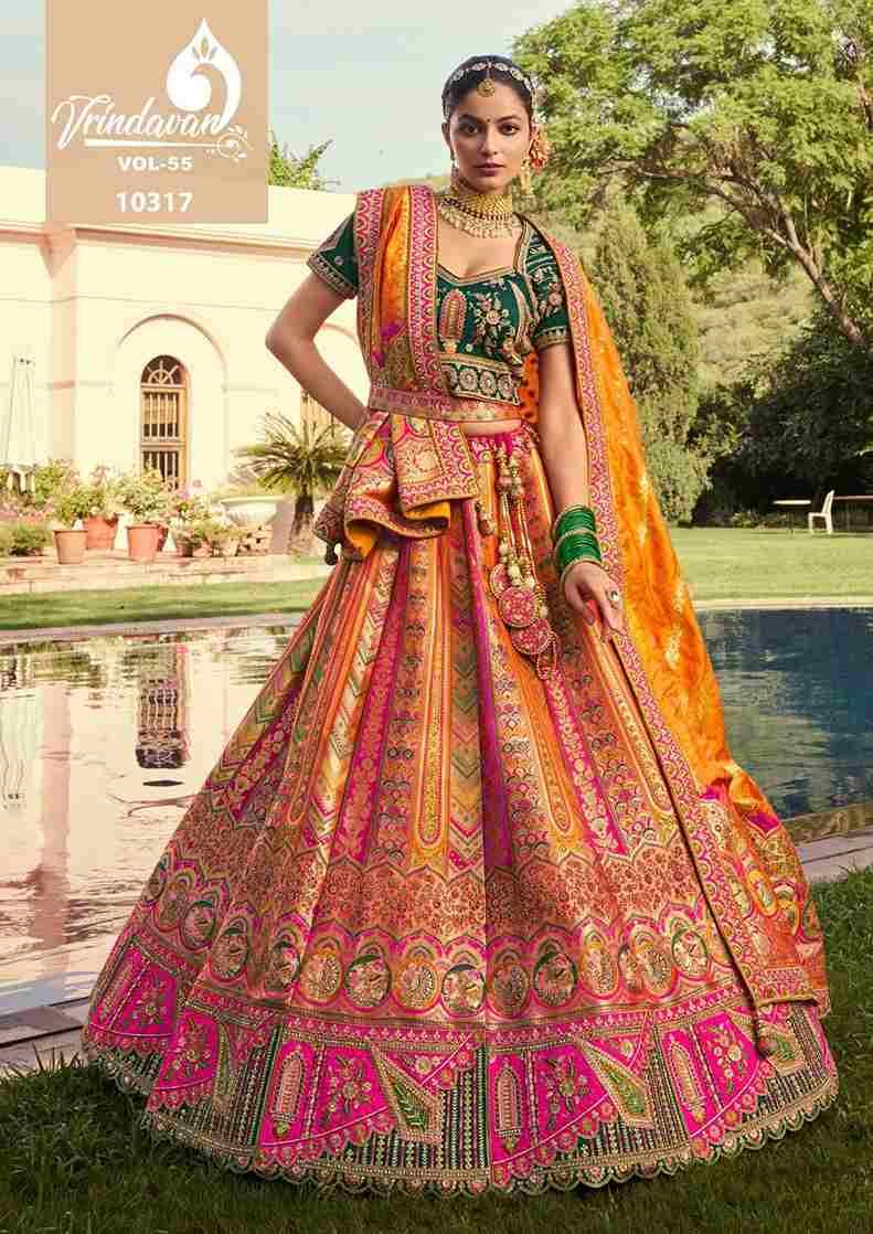 Vrindavan Vol-55 By Vrindavan 10314 To 10319 Series Bridal Wear Collection Beautiful Stylish Colorful Fancy Party Wear & Occasional Wear Silk Lehengas At Wholesale Price