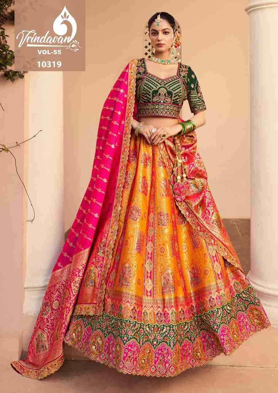 Vrindavan Vol-55 By Vrindavan 10314 To 10319 Series Bridal Wear Collection Beautiful Stylish Colorful Fancy Party Wear & Occasional Wear Silk Lehengas At Wholesale Price