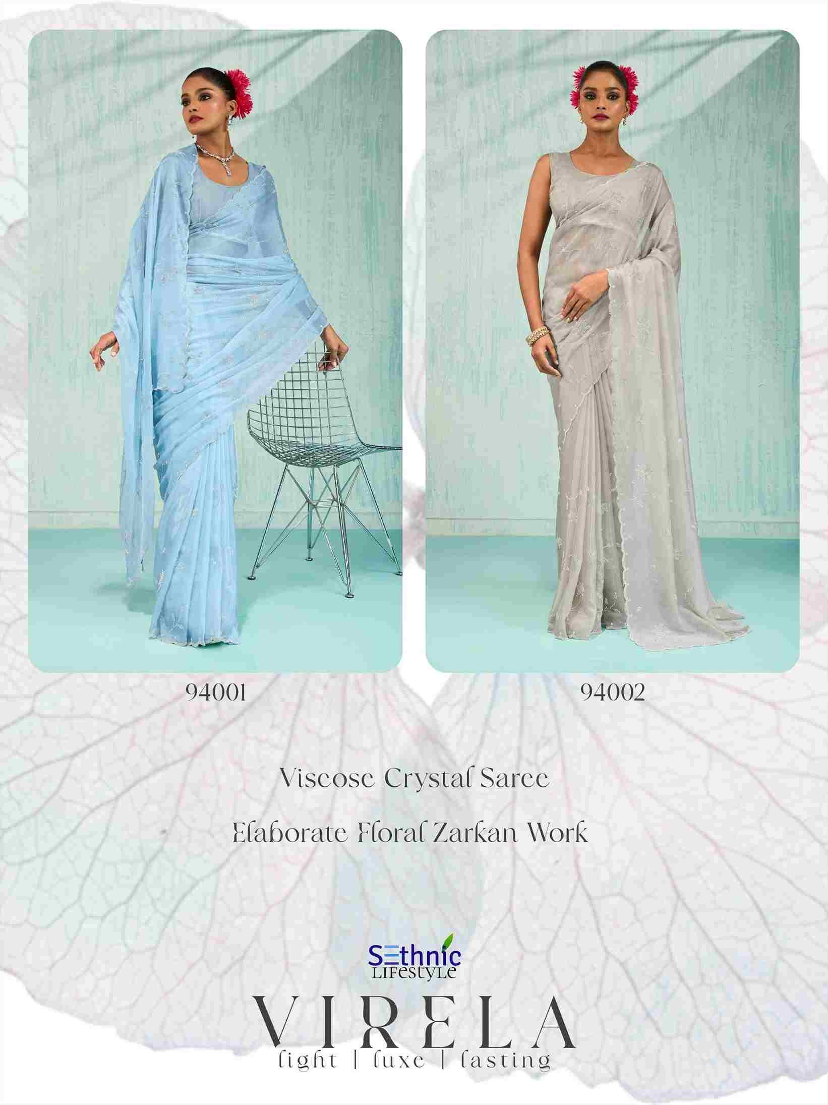 Virela By Sethnic 94001 To 94002 Series Indian Traditional Wear Collection Beautiful Stylish Fancy Colorful Party Wear & Occasional Wear Viscose Sarees At Wholesale Price