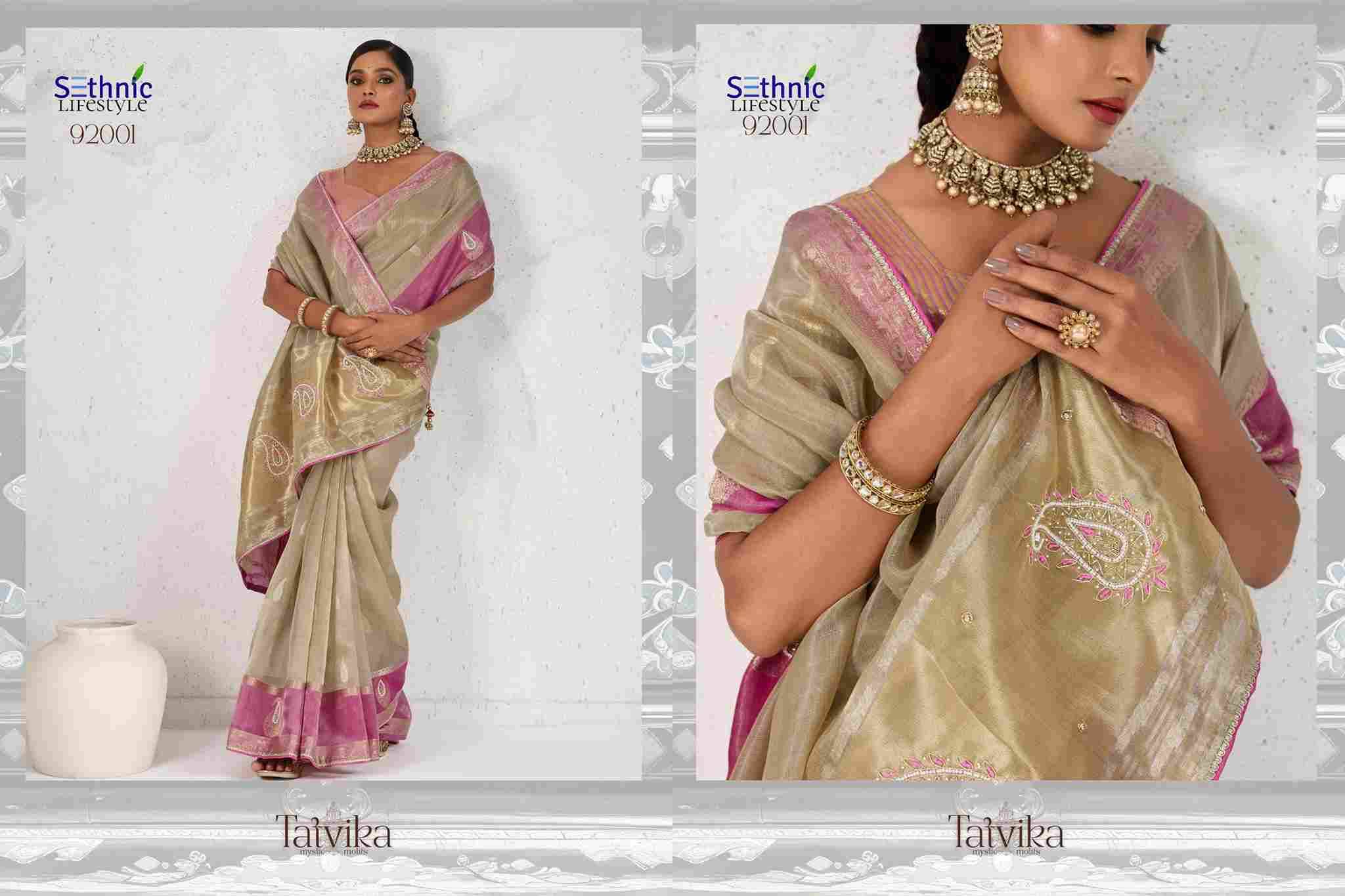 Tatvika By Sethnic 92001 To 92004 Series Indian Traditional Wear Collection Beautiful Stylish Fancy Colorful Party Wear & Occasional Wear Tissue Linen Sarees At Wholesale Price