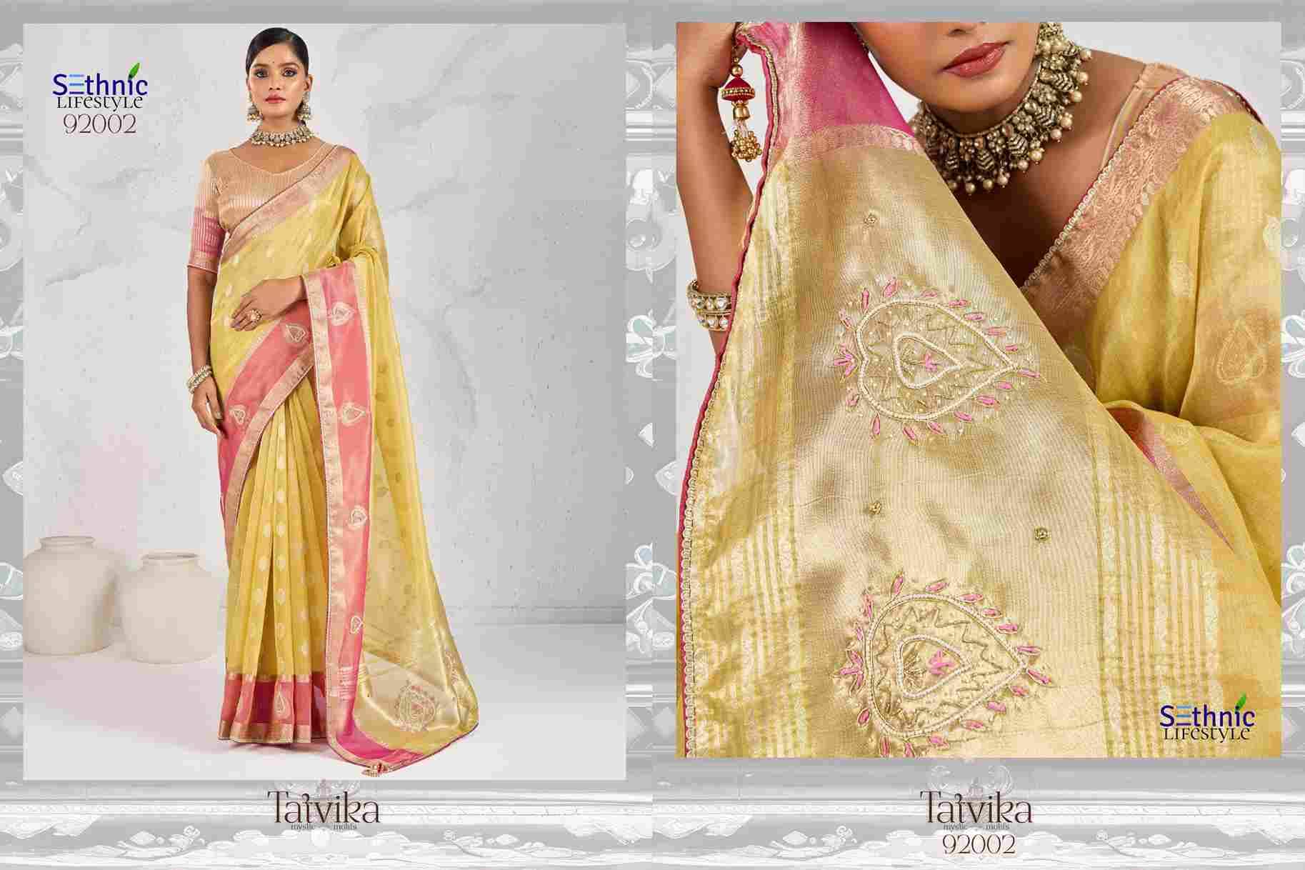 Tatvika By Sethnic 92001 To 92004 Series Indian Traditional Wear Collection Beautiful Stylish Fancy Colorful Party Wear & Occasional Wear Tissue Linen Sarees At Wholesale Price
