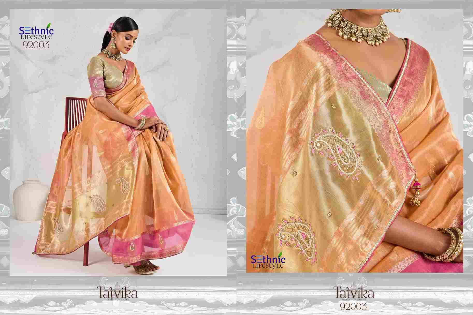 Tatvika By Sethnic 92001 To 92004 Series Indian Traditional Wear Collection Beautiful Stylish Fancy Colorful Party Wear & Occasional Wear Tissue Linen Sarees At Wholesale Price