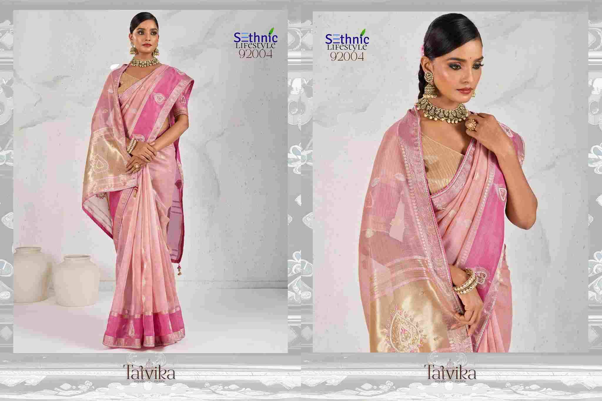 Tatvika By Sethnic 92001 To 92004 Series Indian Traditional Wear Collection Beautiful Stylish Fancy Colorful Party Wear & Occasional Wear Tissue Linen Sarees At Wholesale Price