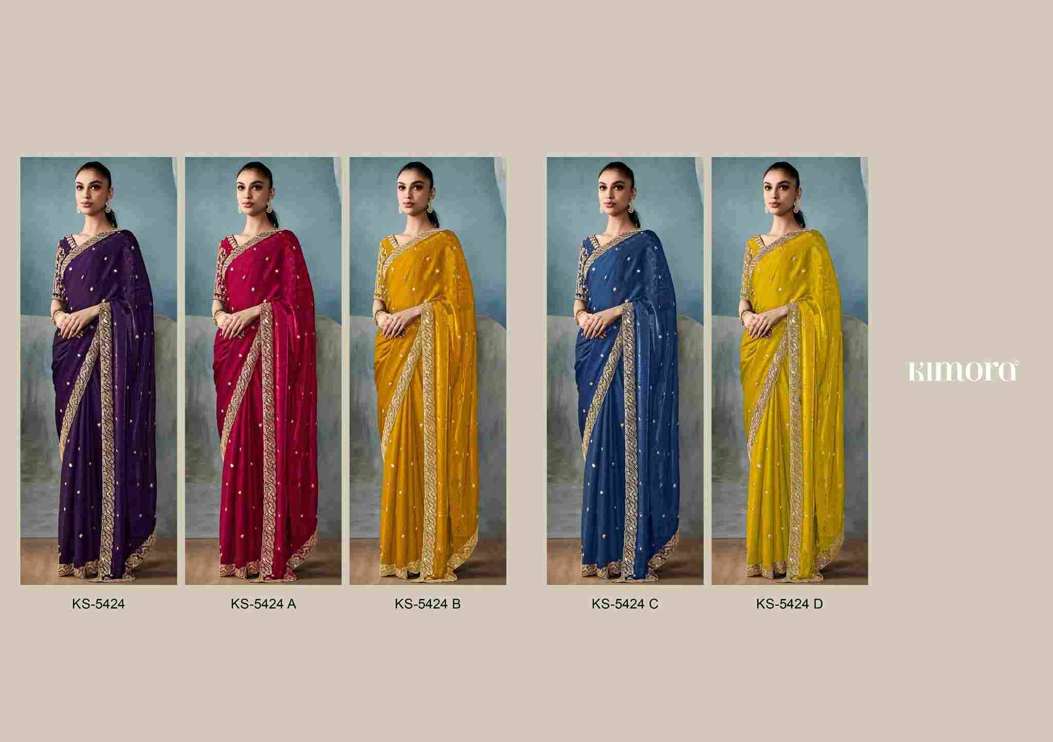 Iconic 5424 Colours By Kimora Fashion 5424 To 5424-D Series Indian Traditional Wear Collection Beautiful Stylish Fancy Colorful Party Wear & Occasional Wear Net Sarees At Wholesale Price