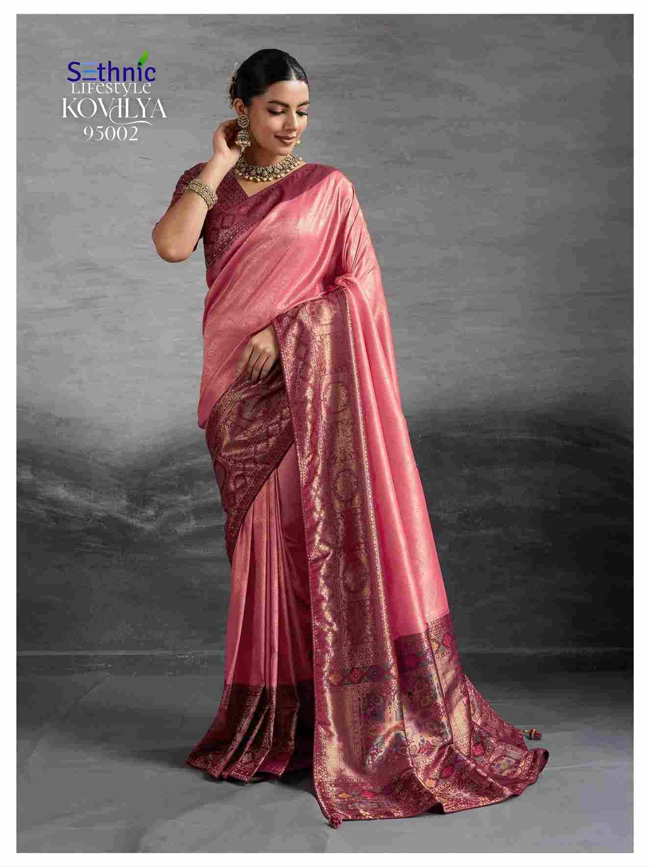 Kovilya By Sethnic 95001 To 95004 Series Indian Traditional Wear Collection Beautiful Stylish Fancy Colorful Party Wear & Occasional Wear Kanjivaram Silk Sarees At Wholesale Price