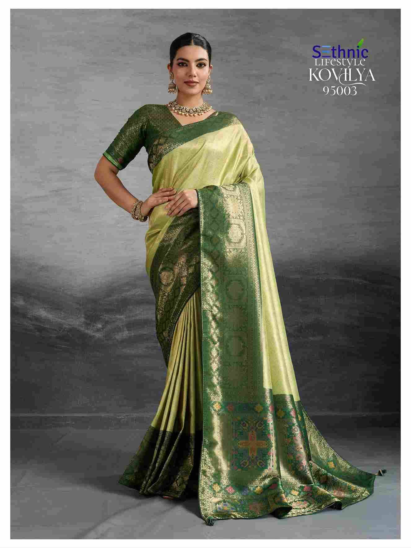 Kovilya By Sethnic 95001 To 95004 Series Indian Traditional Wear Collection Beautiful Stylish Fancy Colorful Party Wear & Occasional Wear Kanjivaram Silk Sarees At Wholesale Price