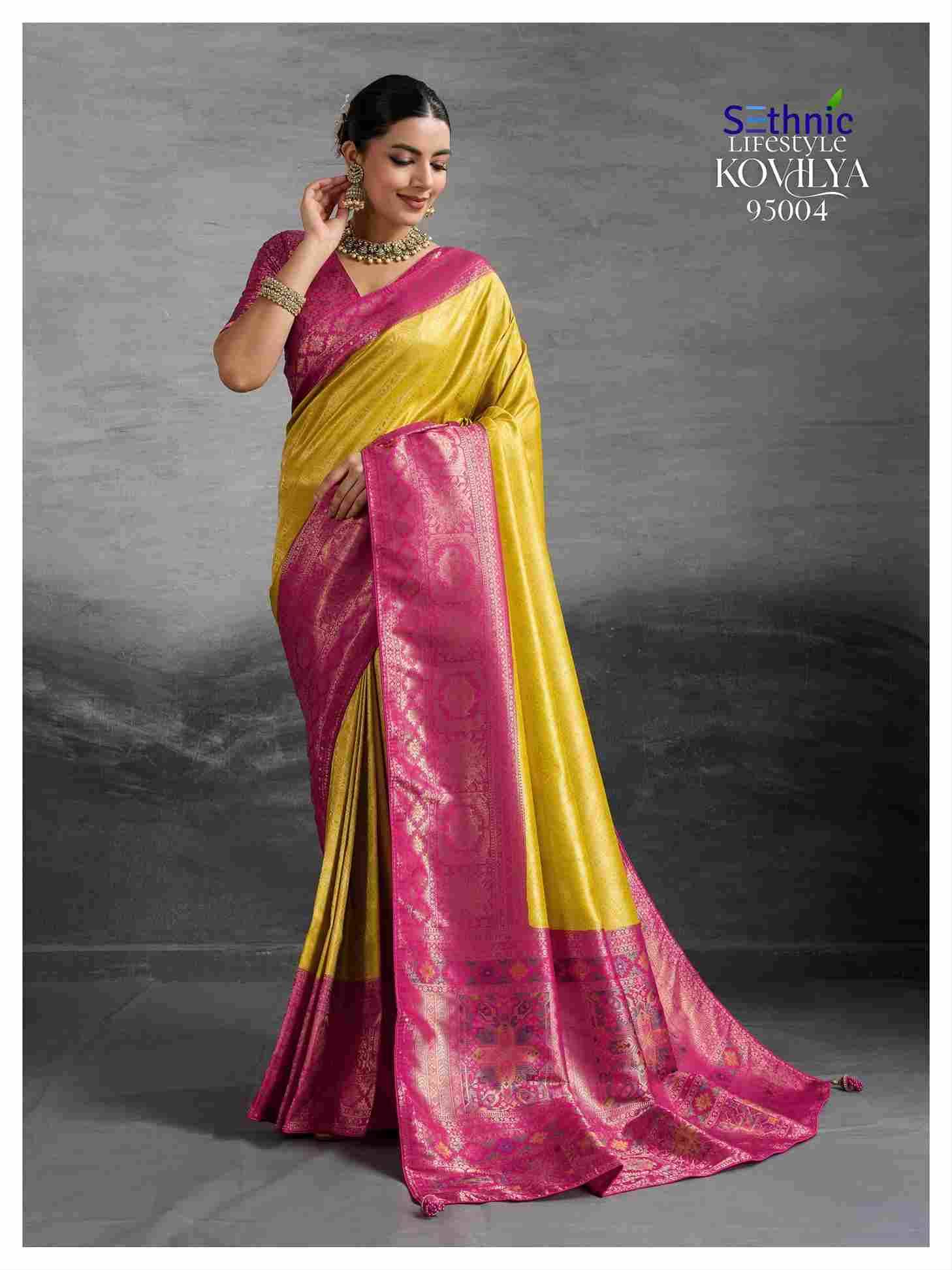 Kovilya By Sethnic 95001 To 95004 Series Indian Traditional Wear Collection Beautiful Stylish Fancy Colorful Party Wear & Occasional Wear Kanjivaram Silk Sarees At Wholesale Price