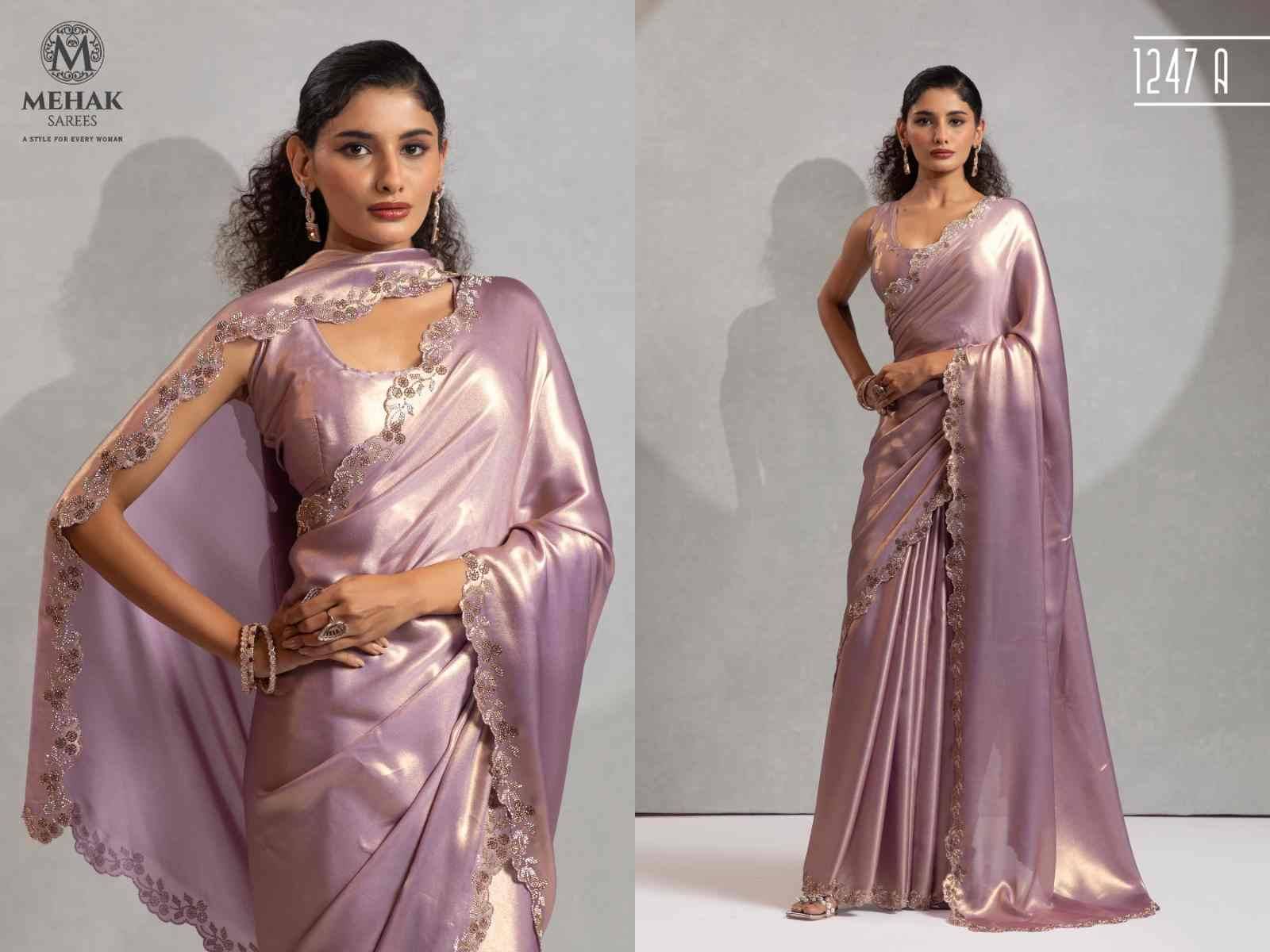 Mehak 1247 Colours By Mehak 1247-A To 1247-D Series Indian Traditional Wear Collection Beautiful Stylish Fancy Colorful Party Wear & Occasional Wear Satin Georgette Sarees At Wholesale Price