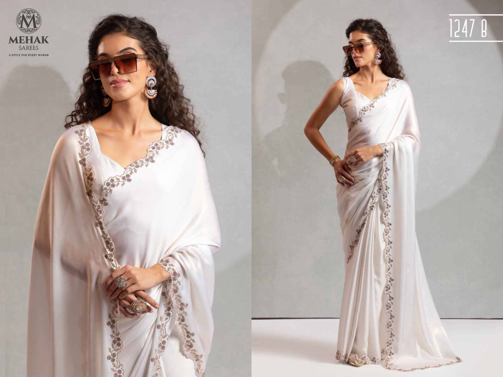 Mehak 1247 Colours By Mehak 1247-A To 1247-D Series Indian Traditional Wear Collection Beautiful Stylish Fancy Colorful Party Wear & Occasional Wear Satin Georgette Sarees At Wholesale Price