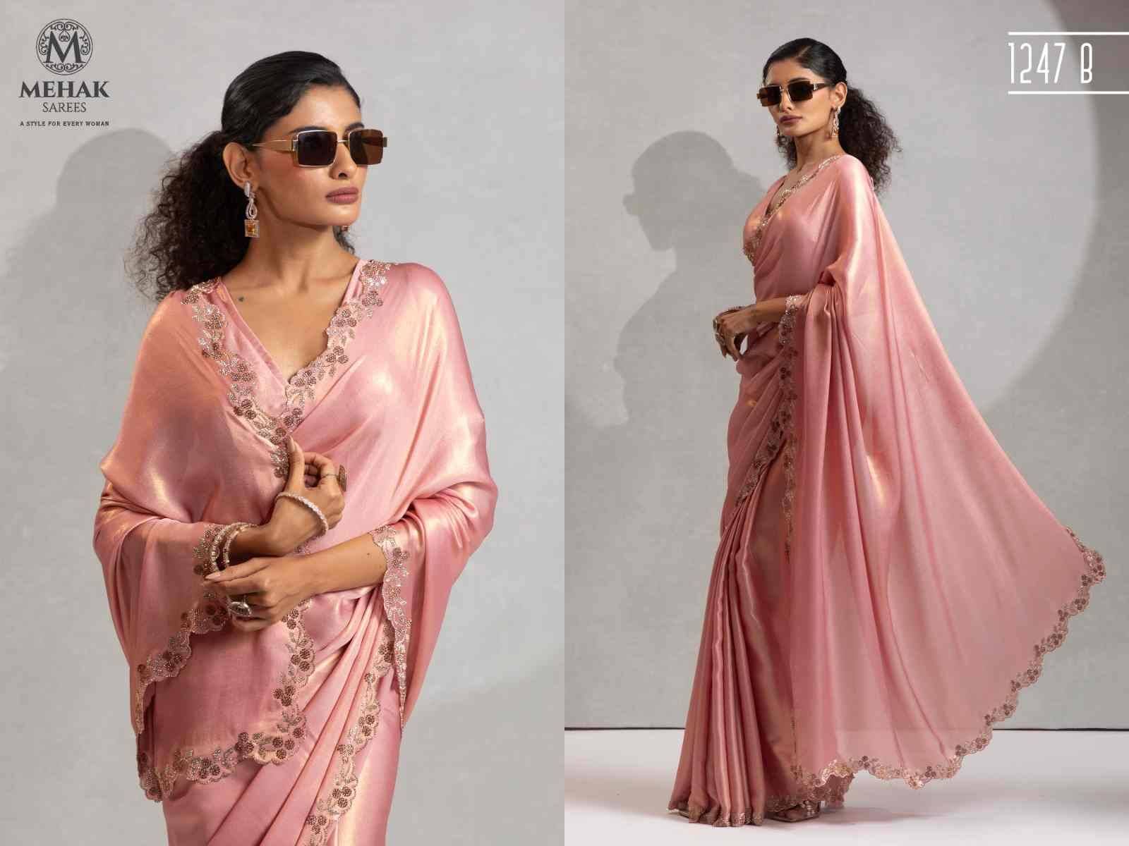 Mehak 1247 Colours By Mehak 1247-A To 1247-D Series Indian Traditional Wear Collection Beautiful Stylish Fancy Colorful Party Wear & Occasional Wear Satin Georgette Sarees At Wholesale Price