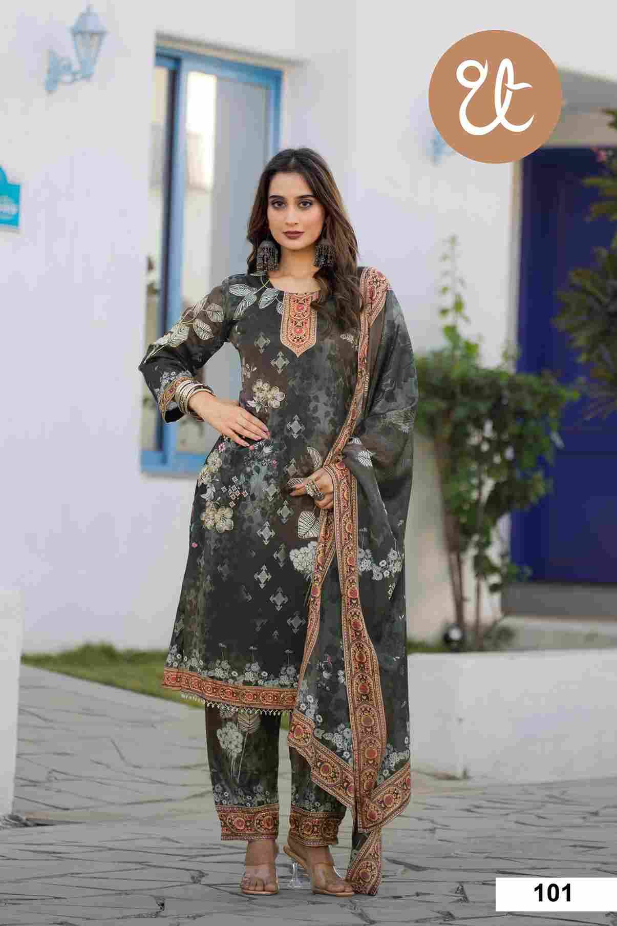 Thread Thrill 101 Series By Thread Thrill 101 To 104 Series Beautiful Festive Suits Colorful Stylish Fancy Casual Wear & Ethnic Wear Chinnon Dresses At Wholesale Price