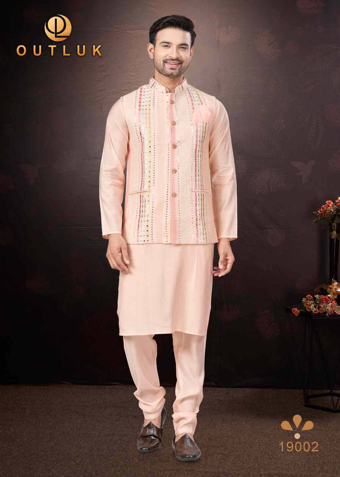 Wedding Collection Vol-19 By Outluk 19001 To 19009 Series Beautiful Colorful Stylish Fancy Casual Wear & Ethnic Wear & Ready To Wear Pure Silk Kurtas With And Jackets At Wholesale Price