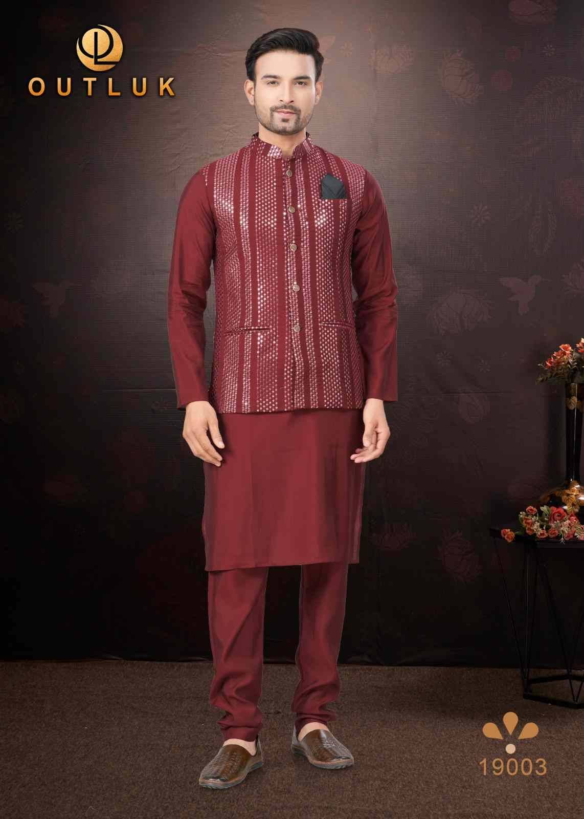 Wedding Collection Vol-19 By Outluk 19001 To 19009 Series Beautiful Colorful Stylish Fancy Casual Wear & Ethnic Wear & Ready To Wear Pure Silk Kurtas With And Jackets At Wholesale Price