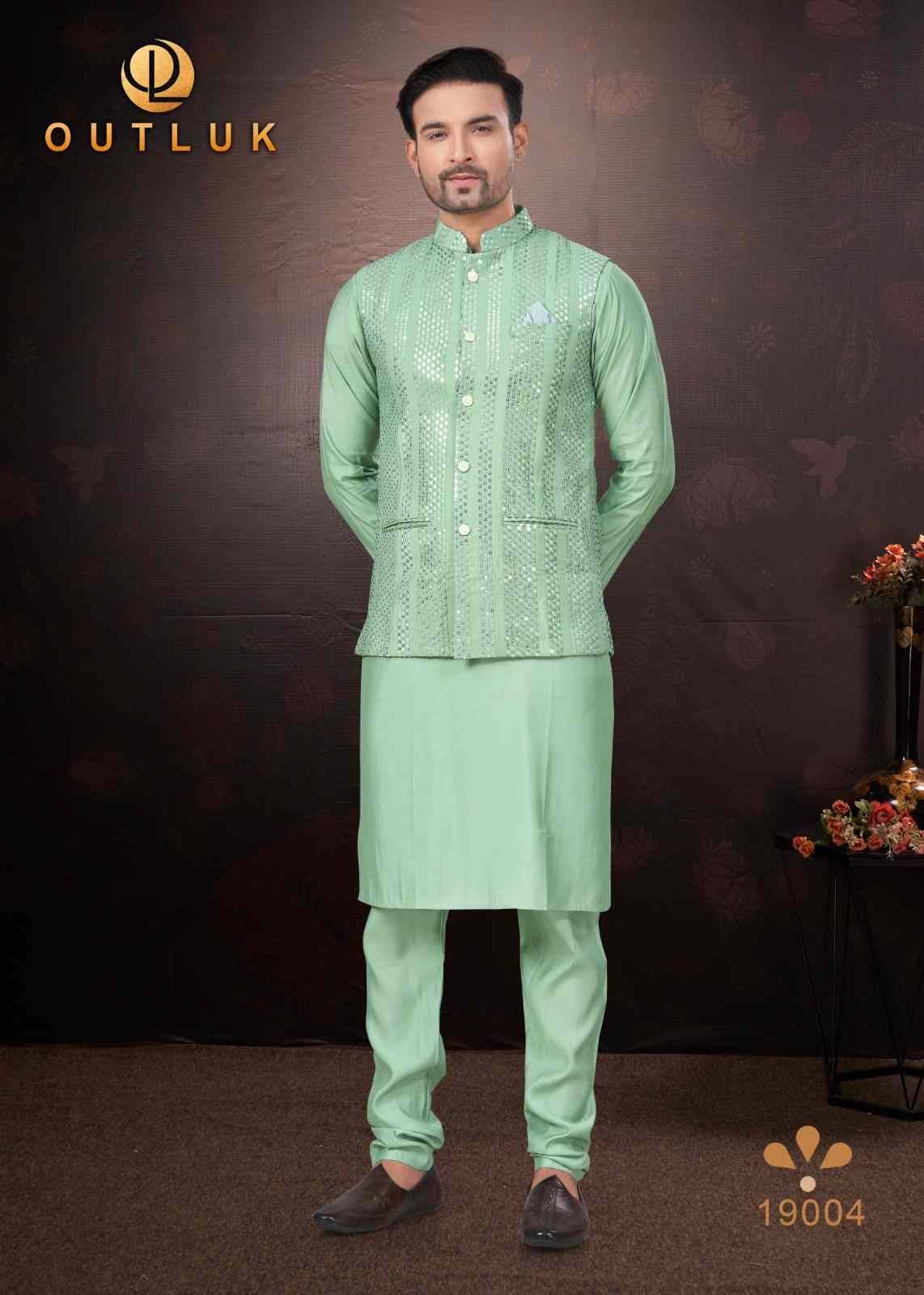 Wedding Collection Vol-19 By Outluk 19001 To 19009 Series Beautiful Colorful Stylish Fancy Casual Wear & Ethnic Wear & Ready To Wear Pure Silk Kurtas With And Jackets At Wholesale Price