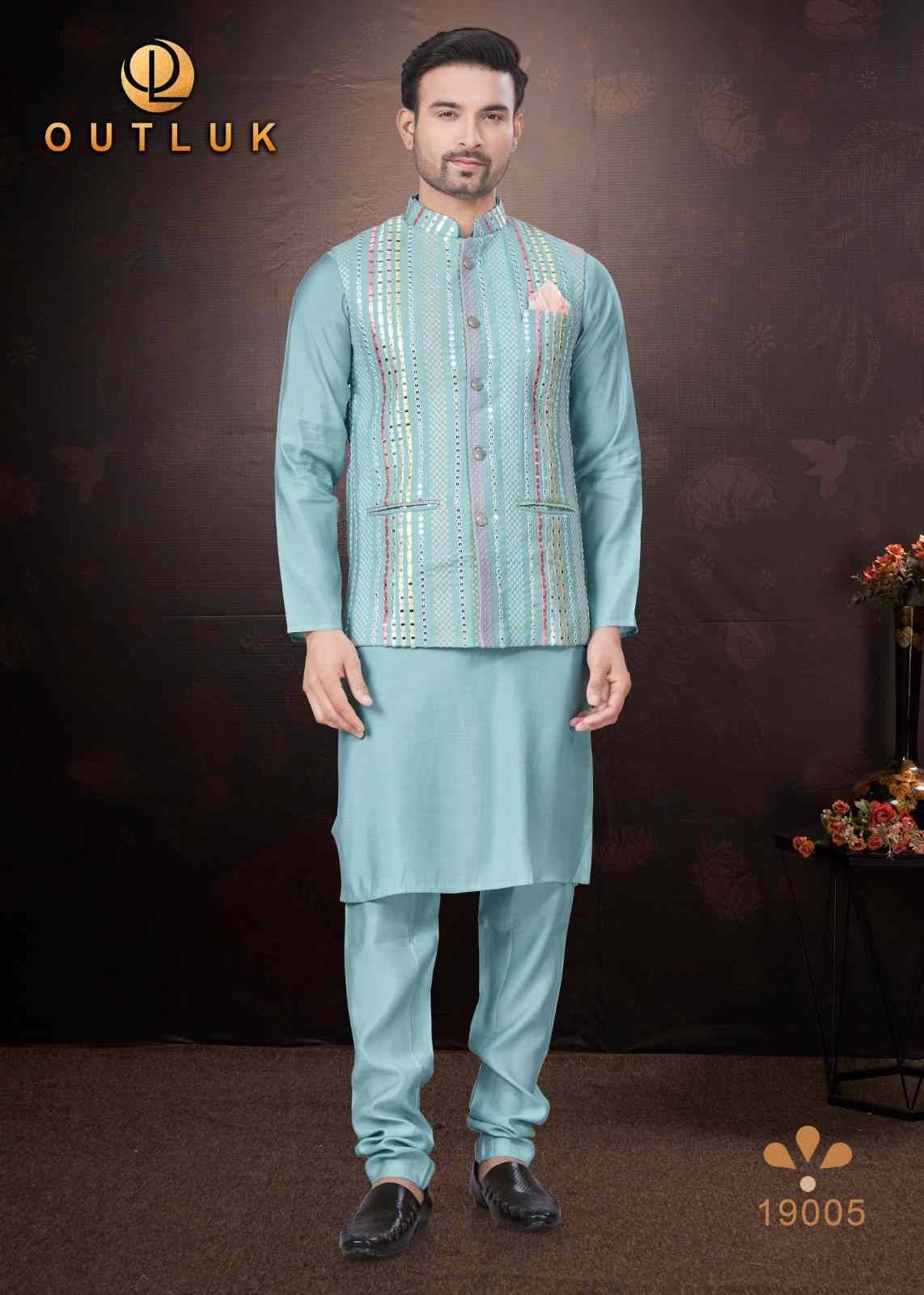 Wedding Collection Vol-19 By Outluk 19001 To 19009 Series Beautiful Colorful Stylish Fancy Casual Wear & Ethnic Wear & Ready To Wear Pure Silk Kurtas With And Jackets At Wholesale Price