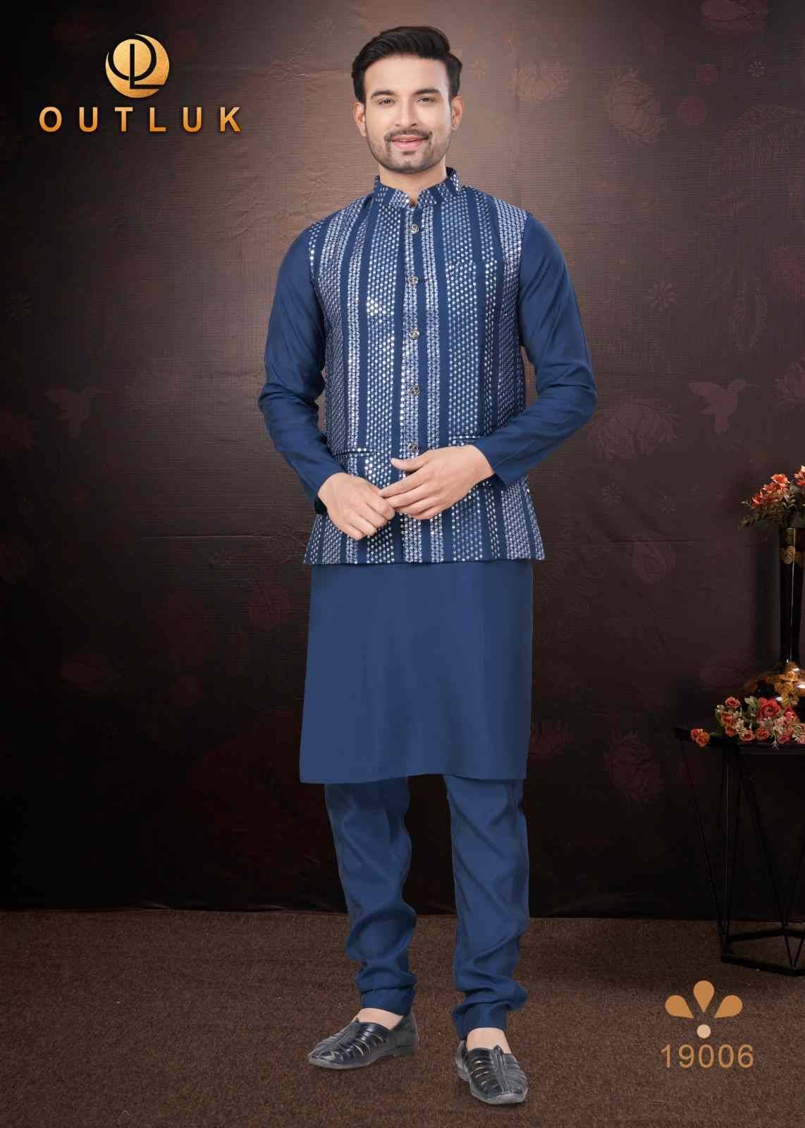 Wedding Collection Vol-19 By Outluk 19001 To 19009 Series Beautiful Colorful Stylish Fancy Casual Wear & Ethnic Wear & Ready To Wear Pure Silk Kurtas With And Jackets At Wholesale Price