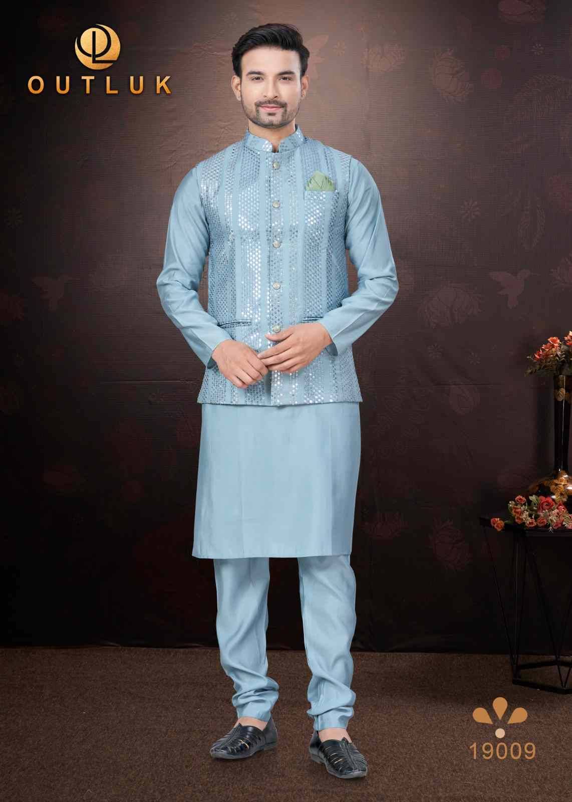 Wedding Collection Vol-19 By Outluk 19001 To 19009 Series Beautiful Colorful Stylish Fancy Casual Wear & Ethnic Wear & Ready To Wear Pure Silk Kurtas With And Jackets At Wholesale Price
