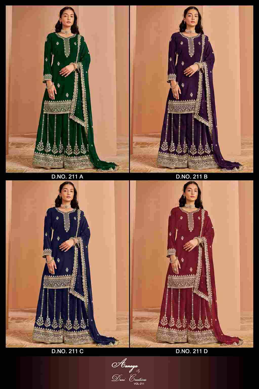 Aanaya Vol-211 By Twisha 211-A To 211-D Series Beautiful Stylish Sharara Suits Fancy Colorful Casual Wear & Ethnic Wear & Ready To Wear Faux Georgette Dresses At Wholesale Price