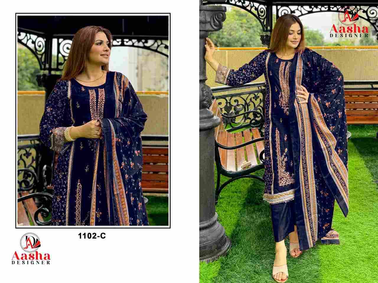 Riwayat Premium By Aasha Designer 1102-A To 1102-C Series Beautiful Pakistani Suits Stylish Fancy Colorful Party Wear & Occasional Wear Pure Cotton Print Dresses At Wholesale Price