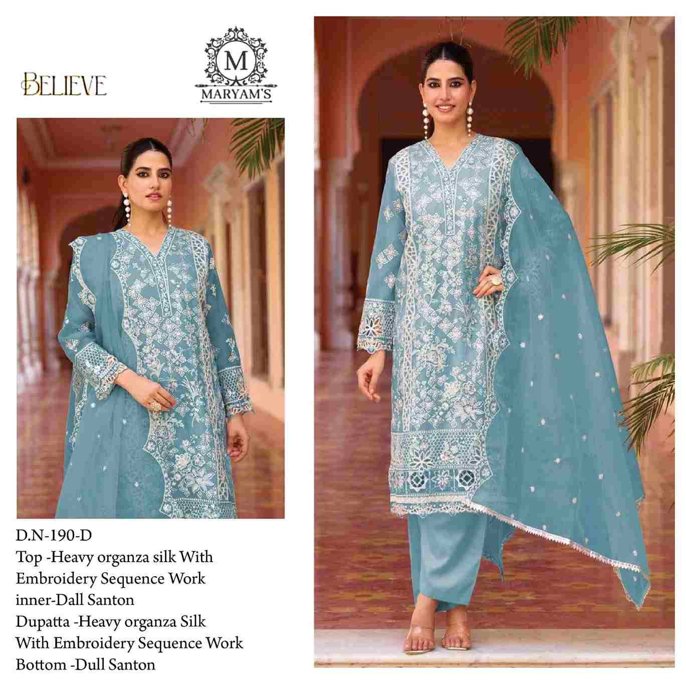 Maryams 190 Colours Kl By Maryams 190-A To 190-D Series Pakistani Suits Beautiful Fancy Colorful Stylish Party Wear & Occasional Wear Heavy Organza Silk Embroidery Dresses At Wholesale Price