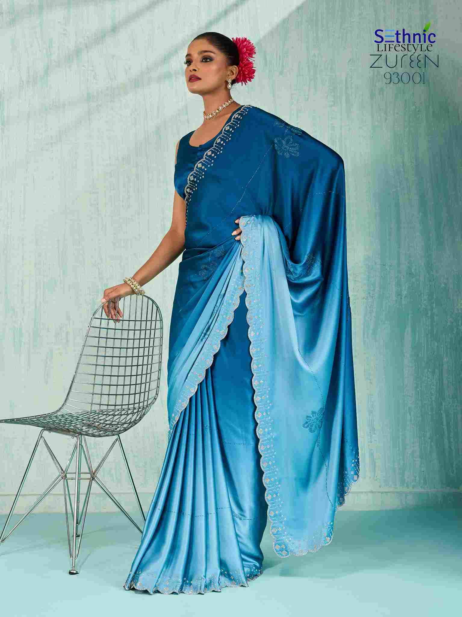 Zureen By Sethnic 93001 To 93002 Series Indian Traditional Wear Collection Beautiful Stylish Fancy Colorful Party Wear & Occasional Wear Japan Satin Sarees At Wholesale Price