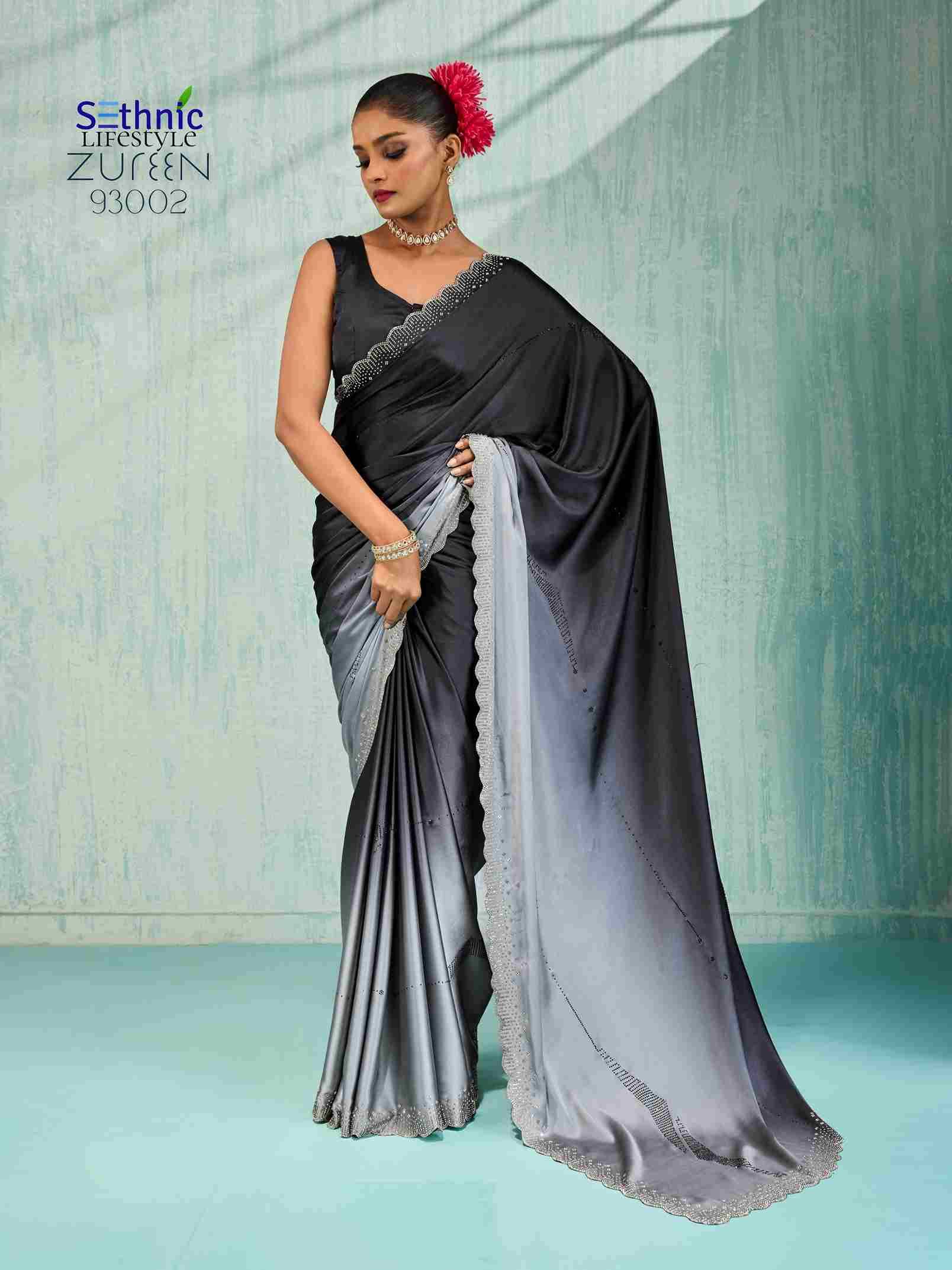 Zureen By Sethnic 93001 To 93002 Series Indian Traditional Wear Collection Beautiful Stylish Fancy Colorful Party Wear & Occasional Wear Japan Satin Sarees At Wholesale Price