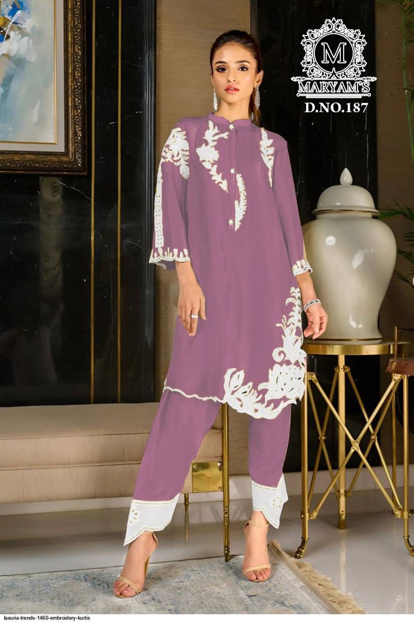 Maryams 187 Colours Kl By Maryams 187-A To 187-C Series Pakistani Suits Beautiful Fancy Colorful Stylish Party Wear & Occasional Wear Heavy French Crepe Embroidery Dresses At Wholesale Price