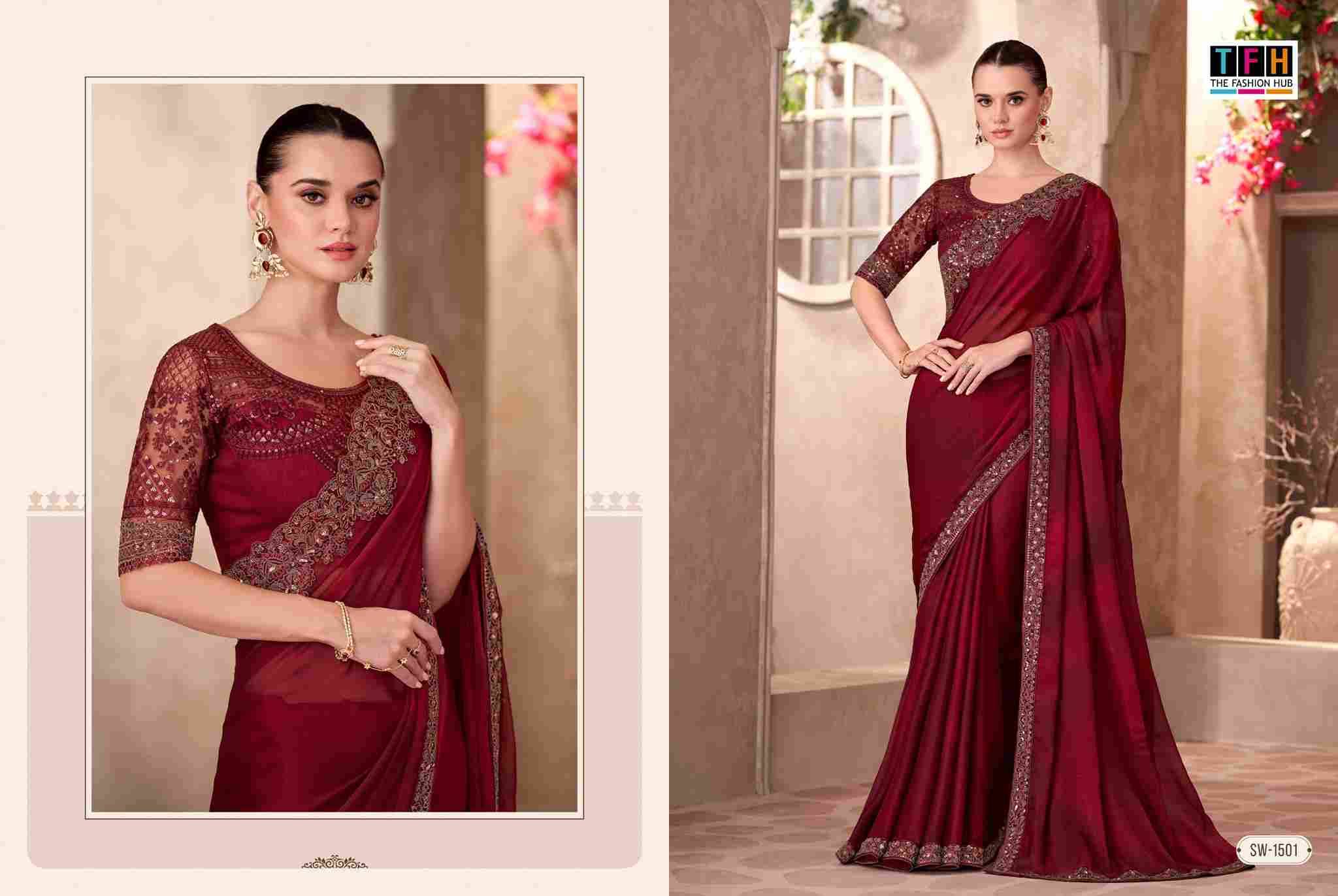 Sandalwood Vol-15 By TFH 1501 To 1518 Series Indian Traditional Wear Collection Beautiful Stylish Fancy Colorful Party Wear & Occasional Wear Chiffon/Georgette/Silk Sarees At Wholesale Price
