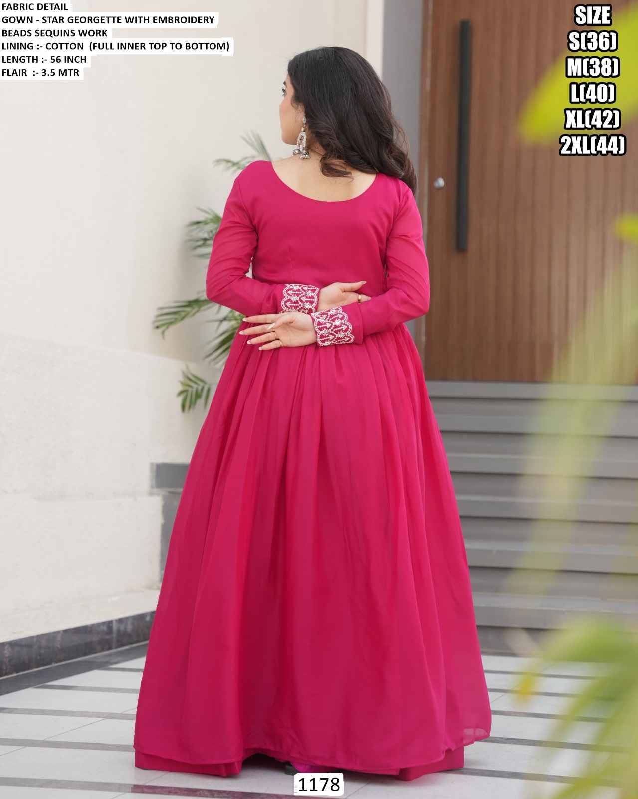 1178 By Fashid Wholesale 1178-A To 1178-B Series Beautiful Stylish Fancy Colorful Casual Wear & Ethnic Wear Georgette Gowns With Dupatta At Wholesale Price