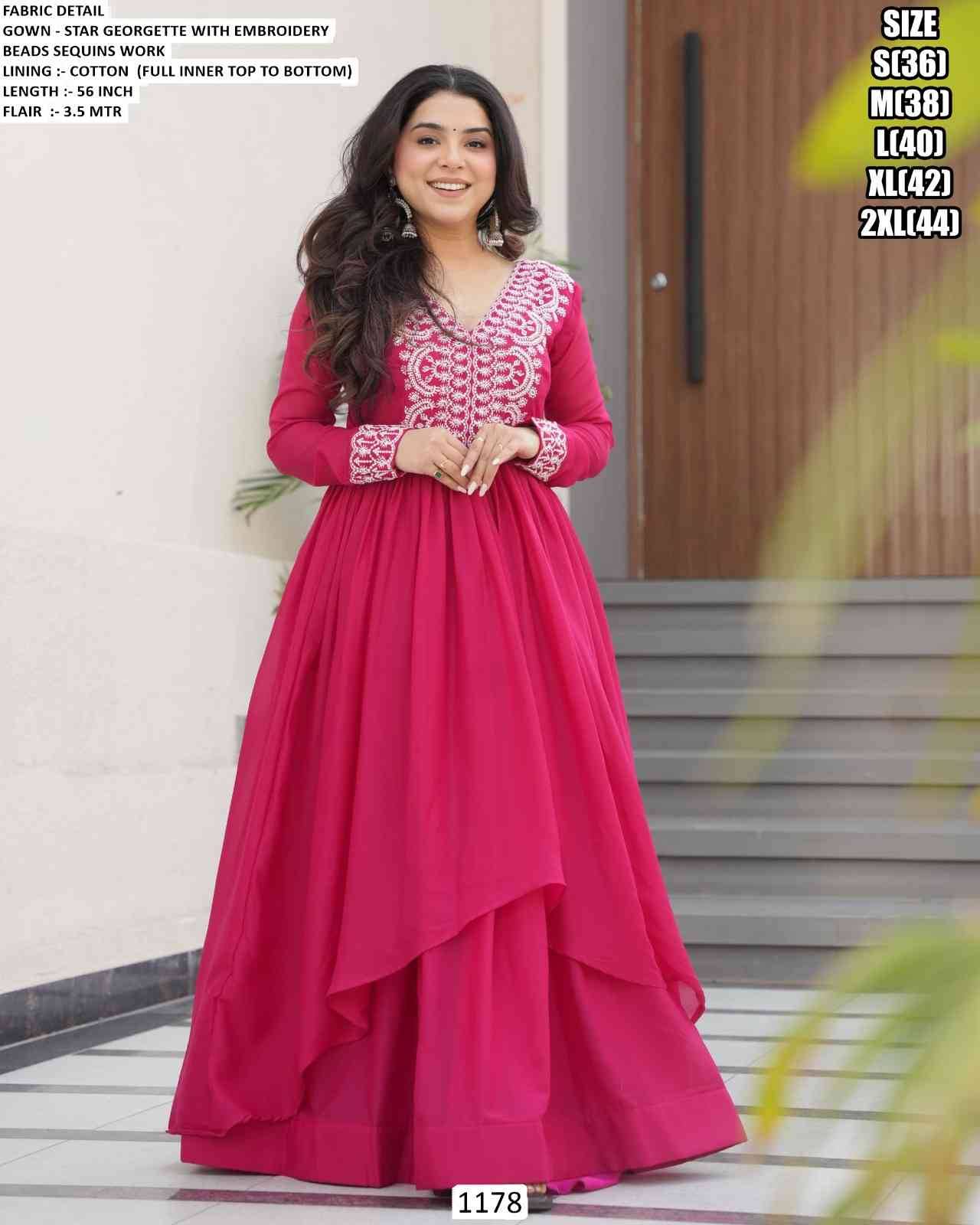 1178 By Fashid Wholesale 1178-A To 1178-B Series Beautiful Stylish Fancy Colorful Casual Wear & Ethnic Wear Georgette Gowns With Dupatta At Wholesale Price