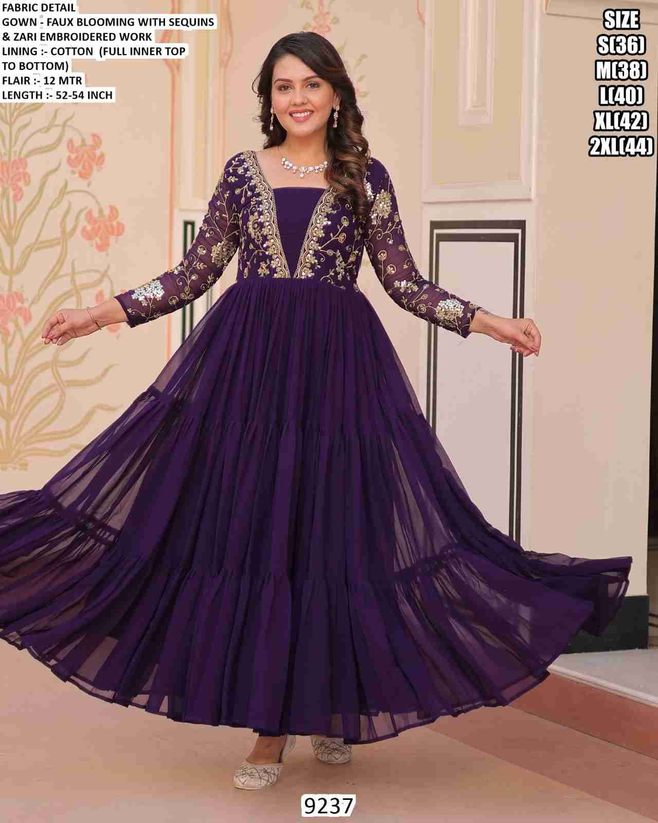 9237 By Fashid Wholesale 9237-A To 9237-C Series Beautiful Stylish Fancy Colorful Casual Wear & Ethnic Wear Faux Blooming Gowns At Wholesale Price