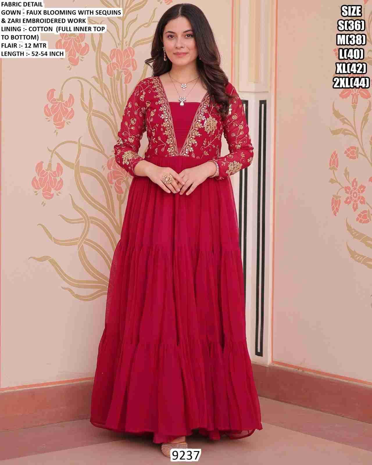 9237 By Fashid Wholesale 9237-A To 9237-C Series Beautiful Stylish Fancy Colorful Casual Wear & Ethnic Wear Faux Blooming Gowns At Wholesale Price
