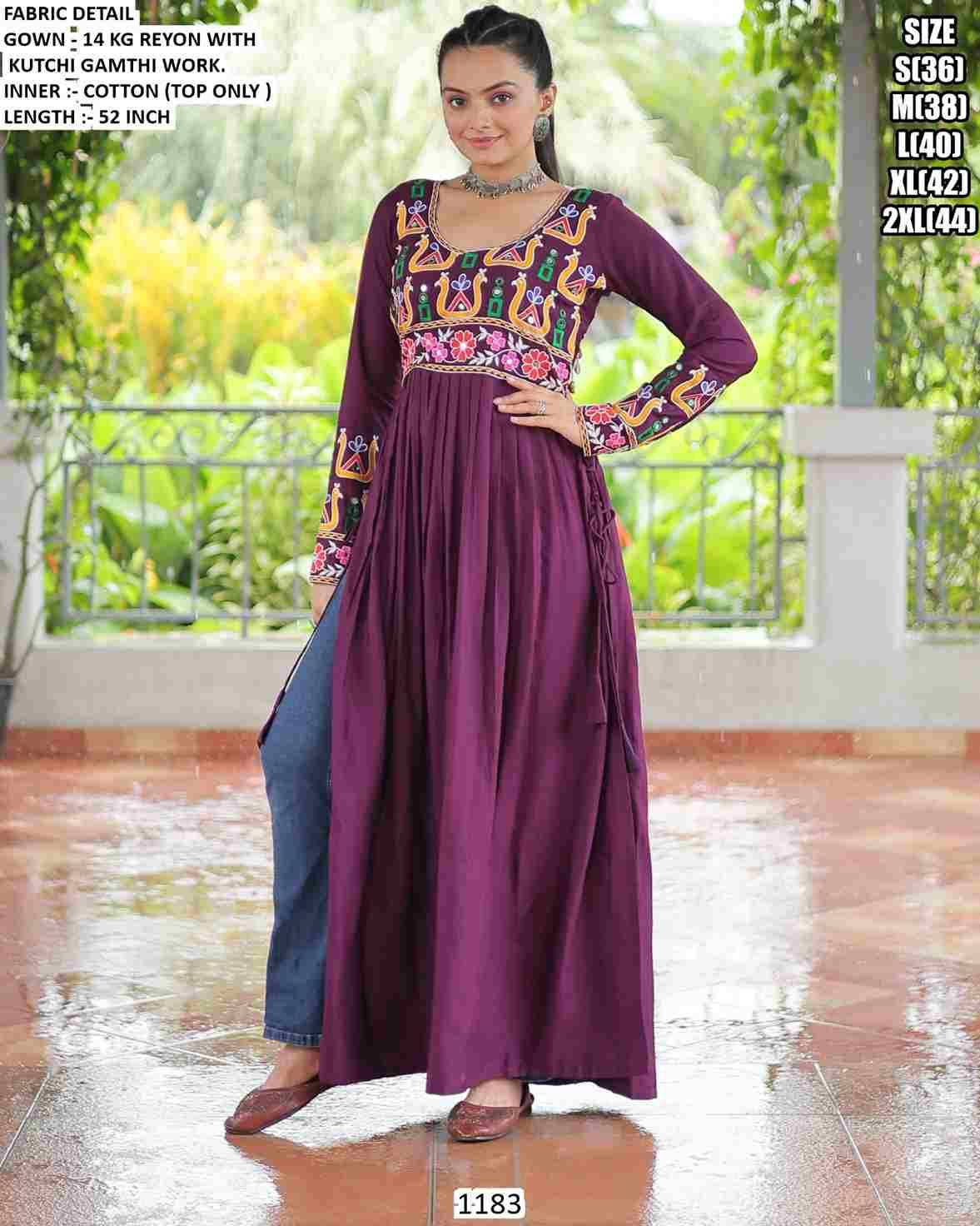 1183 By Fashid Wholesale 1183-A To 1183-C Series Beautiful Stylish Fancy Colorful Casual Wear & Ethnic Wear Rayon Gowns At Wholesale Price
