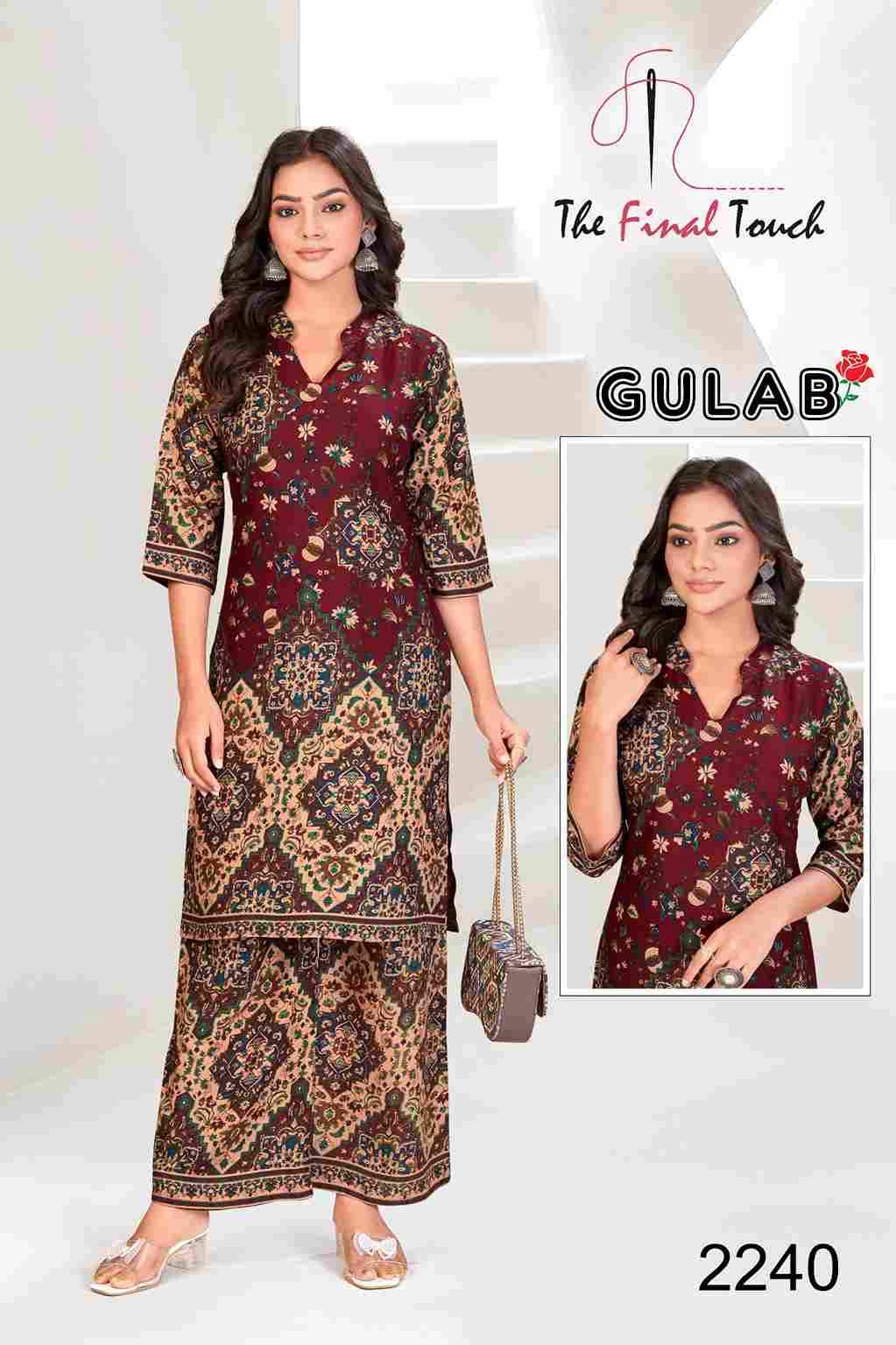 Gulab By The Final Touch 2240 To 2253 Series Designer Stylish Fancy Colorful Beautiful Party Wear & Ethnic Wear Collection Rayon Print Co-Ord At Wholesale Price