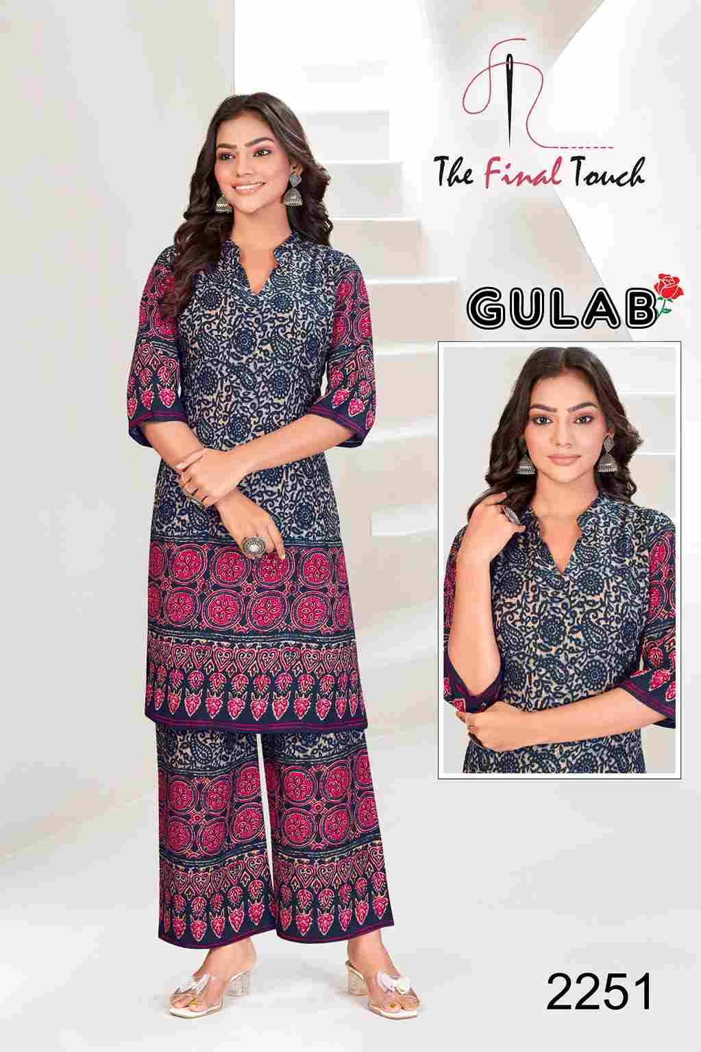Gulab By The Final Touch 2240 To 2253 Series Designer Stylish Fancy Colorful Beautiful Party Wear & Ethnic Wear Collection Rayon Print Co-Ord At Wholesale Price