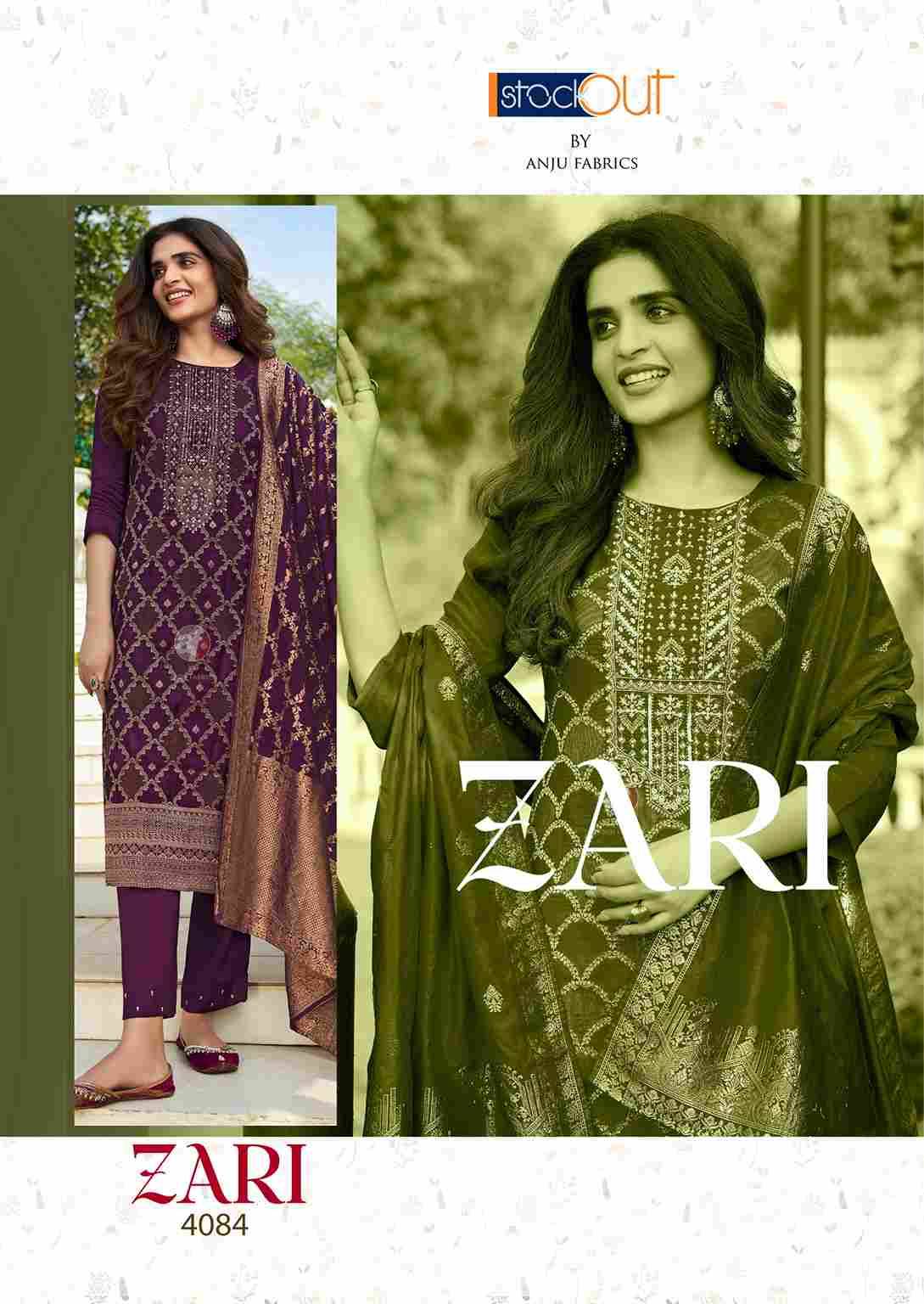 Zari By Anju Fabrics 4081 To 4084 Series Designer Festive Suits Collection Beautiful Stylish Fancy Colorful Party Wear & Occasional Wear Dola Silk Jacquard Dresses At Wholesale Price