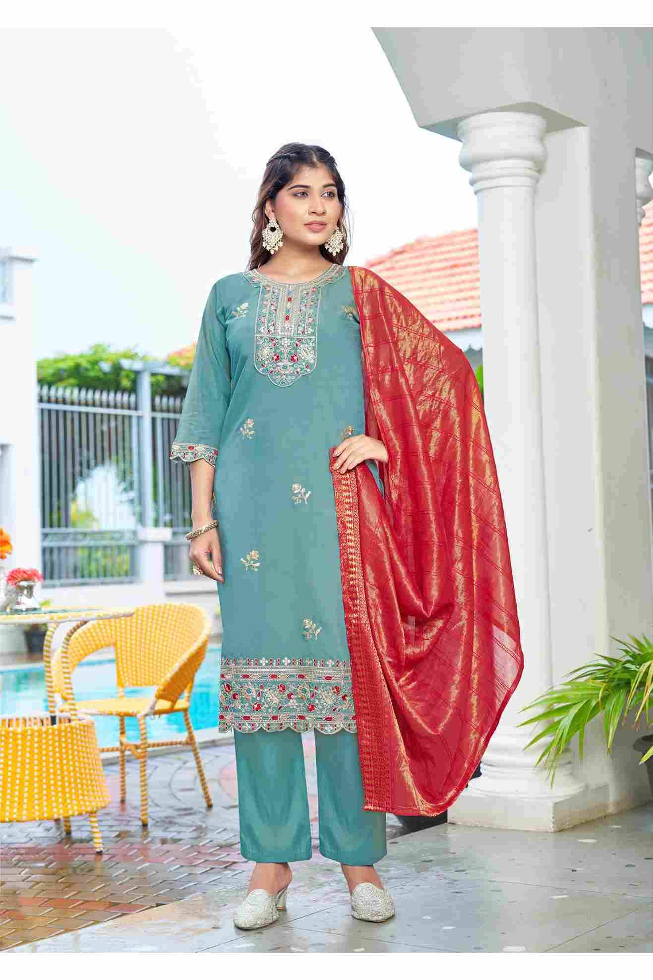 Mahek By Ossm 1001 To 1006 Series Beautiful Suits Colorful Stylish Fancy Casual Wear & Ethnic Wear Premium Roman Shimmer Dresses At Wholesale Price