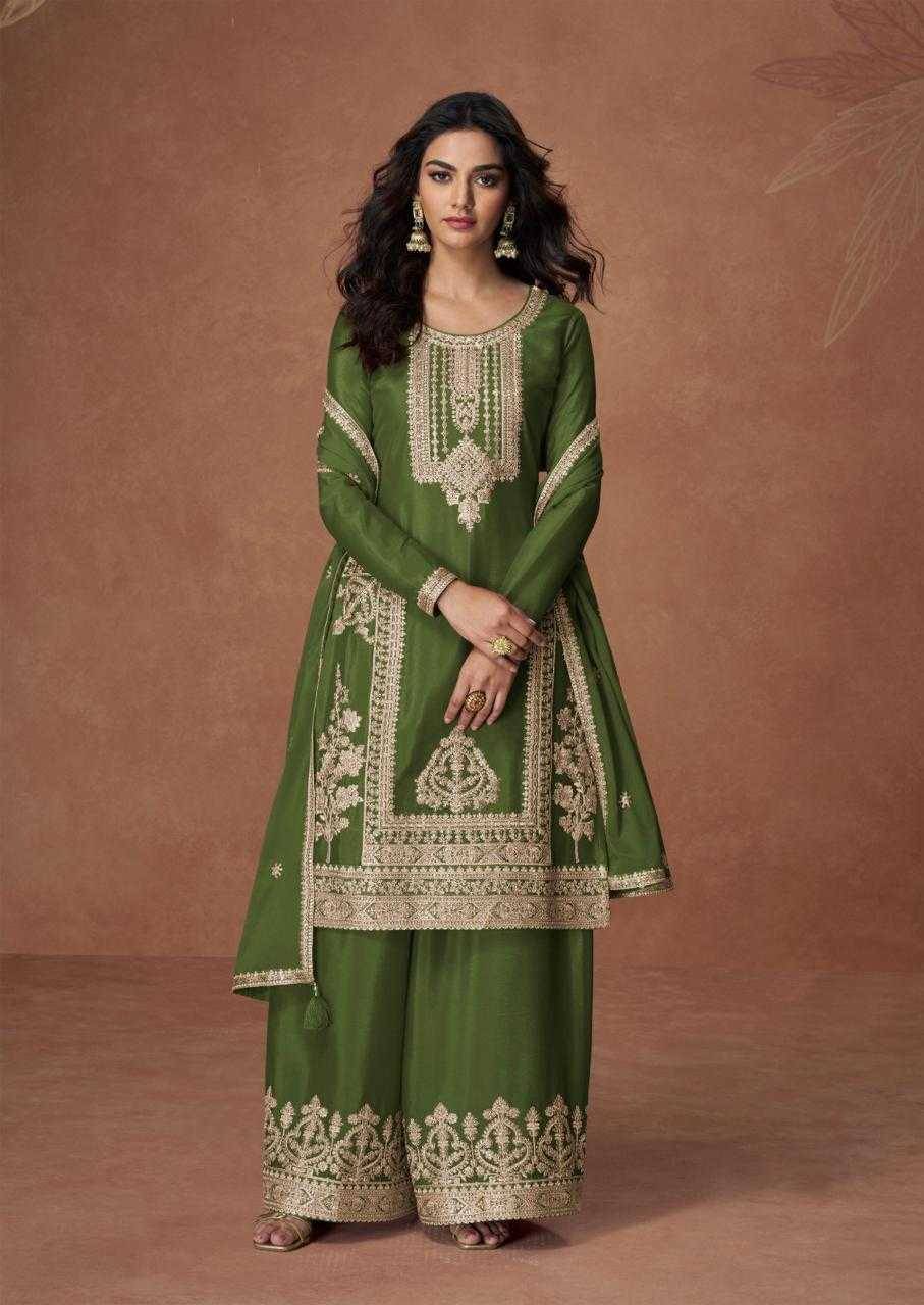 Anupama By Aashirwad Creation 10257 To 10261 Series Beautiful Festive Suits Colorful Stylish Fancy Casual Wear & Ethnic Wear Chinnon Silk Dresses At Wholesale Price