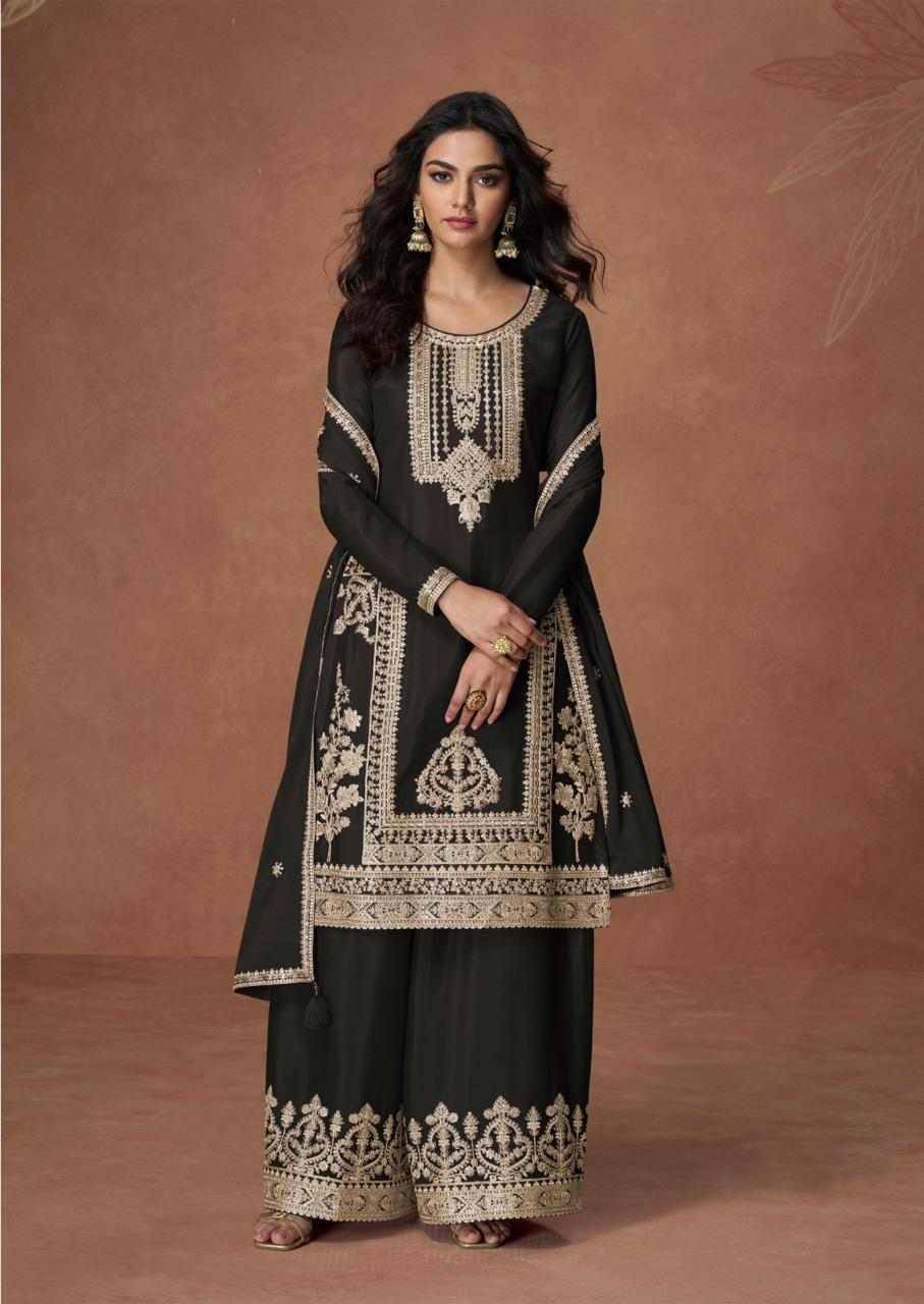 Anupama By Aashirwad Creation 10257 To 10261 Series Beautiful Festive Suits Colorful Stylish Fancy Casual Wear & Ethnic Wear Chinnon Silk Dresses At Wholesale Price