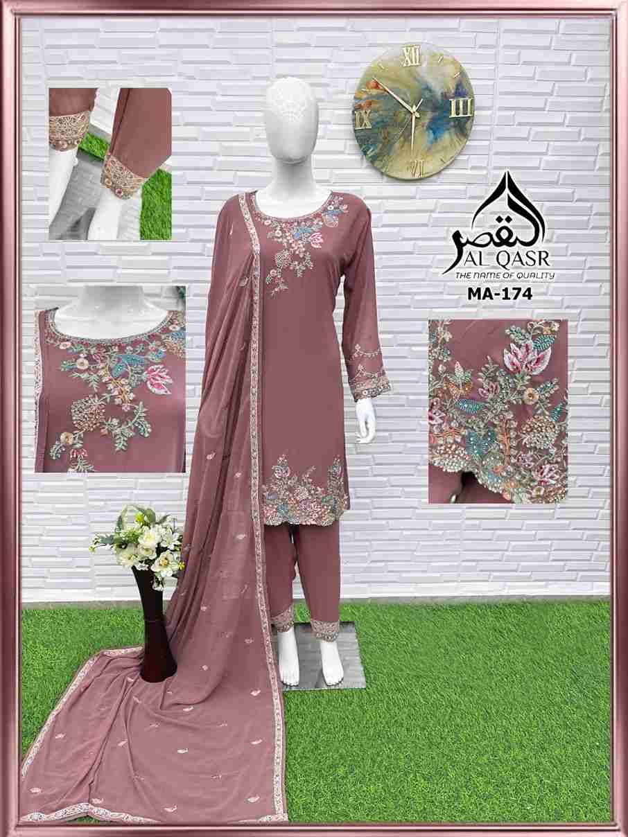 MA-174 Colours By Al Qasr 174-A To 174-D Series Beautiful Pakistani Suits Colorful Stylish Fancy Casual Wear & Ethnic Wear Faux Georgette Dresses At Wholesale Price