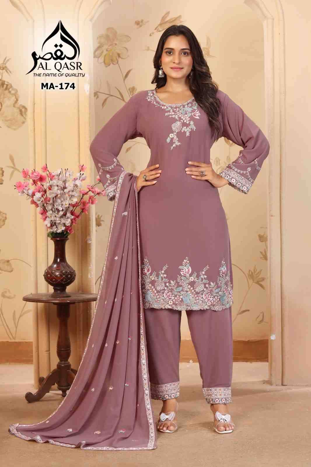 MA-174 Colours By Al Qasr 174-A To 174-D Series Beautiful Pakistani Suits Colorful Stylish Fancy Casual Wear & Ethnic Wear Faux Georgette Dresses At Wholesale Price