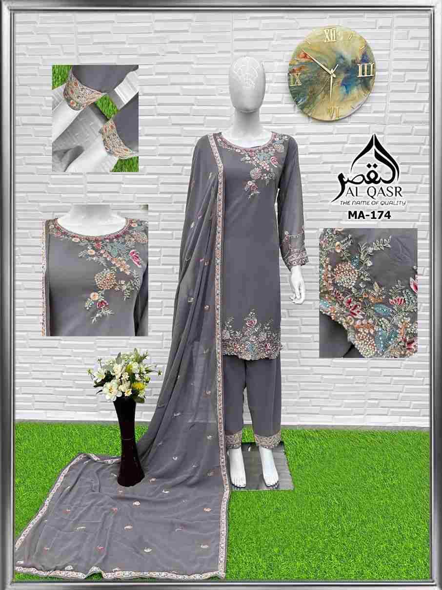 MA-174 Colours By Al Qasr 174-A To 174-D Series Beautiful Pakistani Suits Colorful Stylish Fancy Casual Wear & Ethnic Wear Faux Georgette Dresses At Wholesale Price