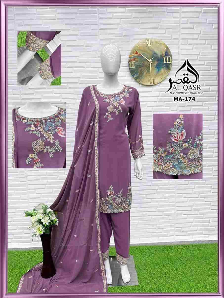 MA-174 Colours By Al Qasr 174-A To 174-D Series Beautiful Pakistani Suits Colorful Stylish Fancy Casual Wear & Ethnic Wear Faux Georgette Dresses At Wholesale Price