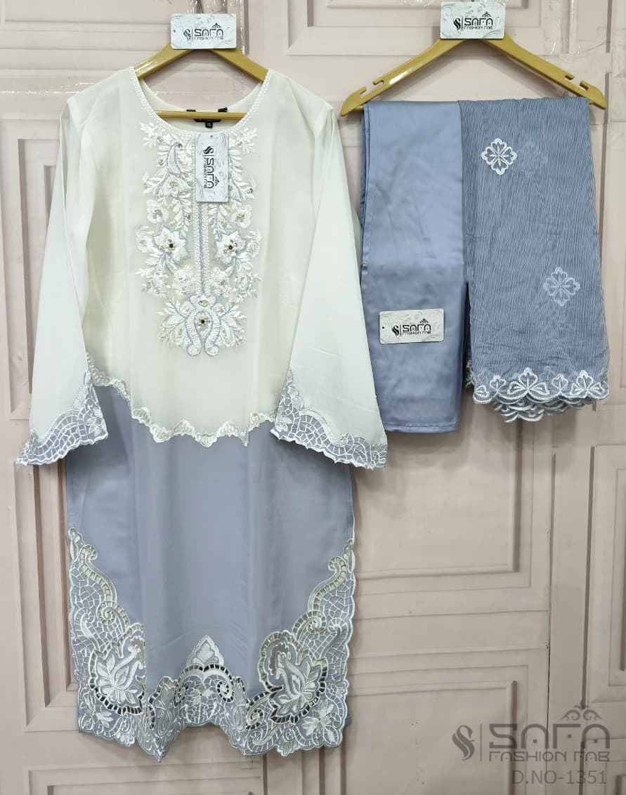 Safa 1351 Colours By Safa Fashion 1351-A To 1351-C Series Designer Stylish Fancy Colorful Beautiful Party Wear & Ethnic Wear Collection Georgette Dresses At Wholesale Price